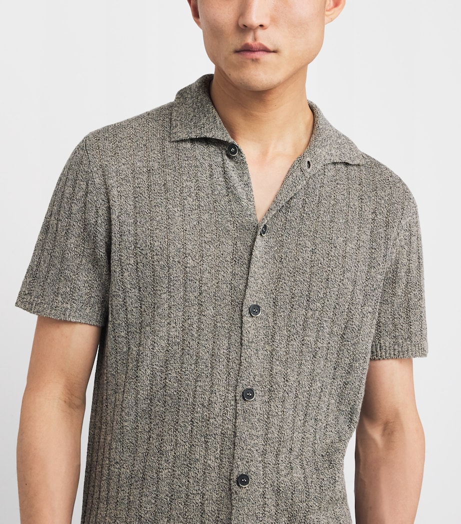 Linen-Cotton Knit Short-Sleeve Shirt 170 NAVY Image 6