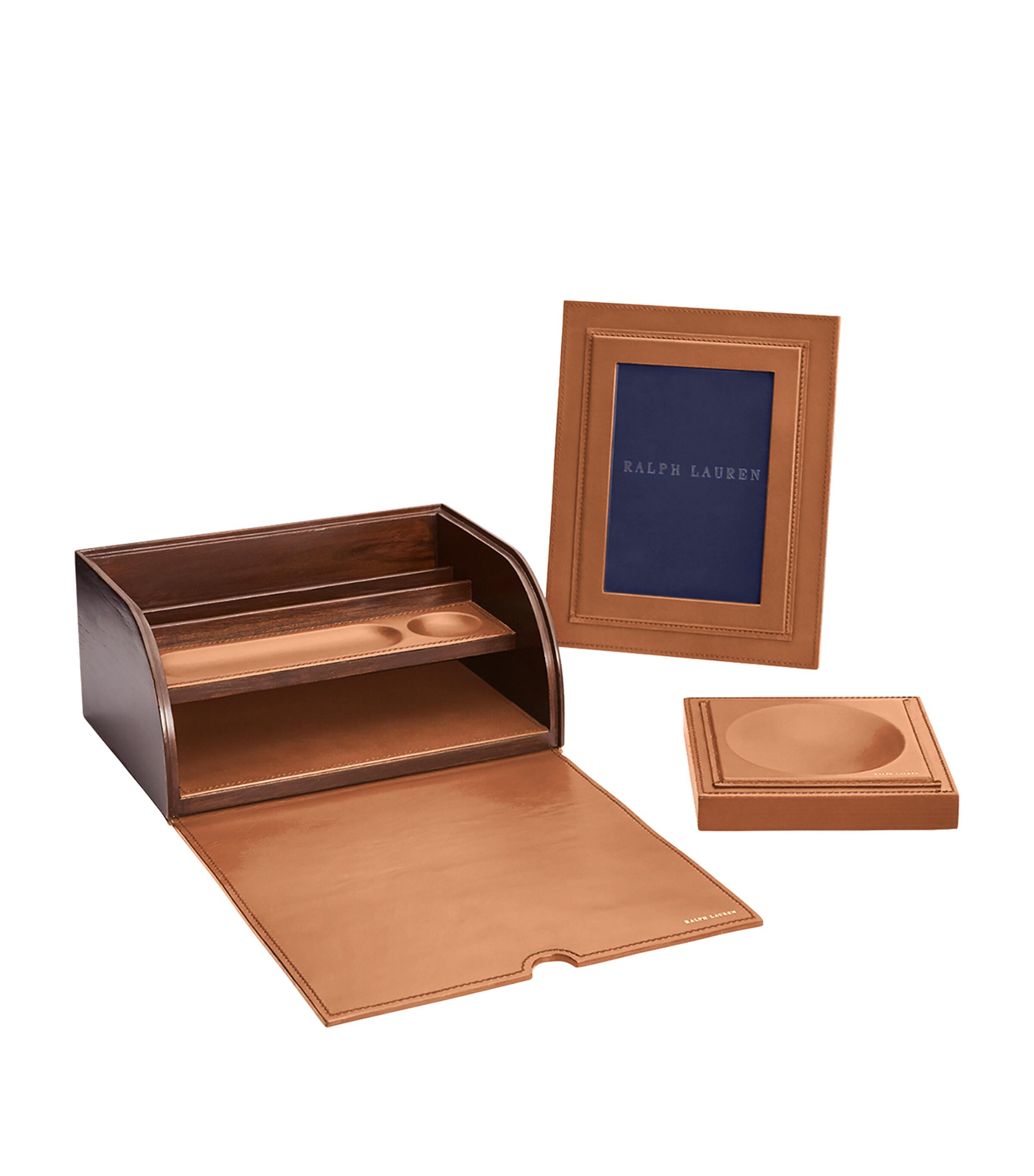 Ralph Lauren Home Leather Brennan Writer’s Box Saddle Image 4