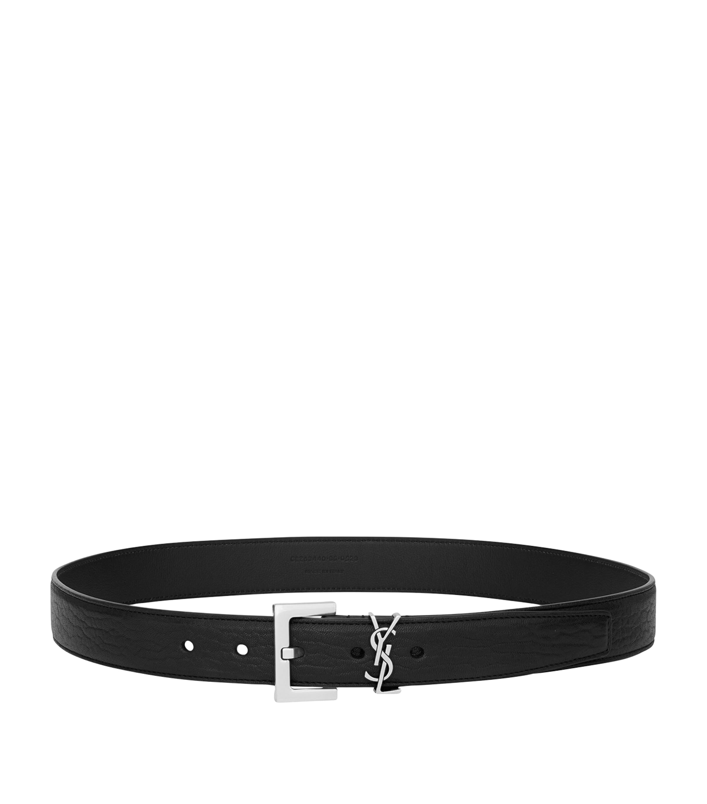 Saint Laurent Leather Logo Belt In Black