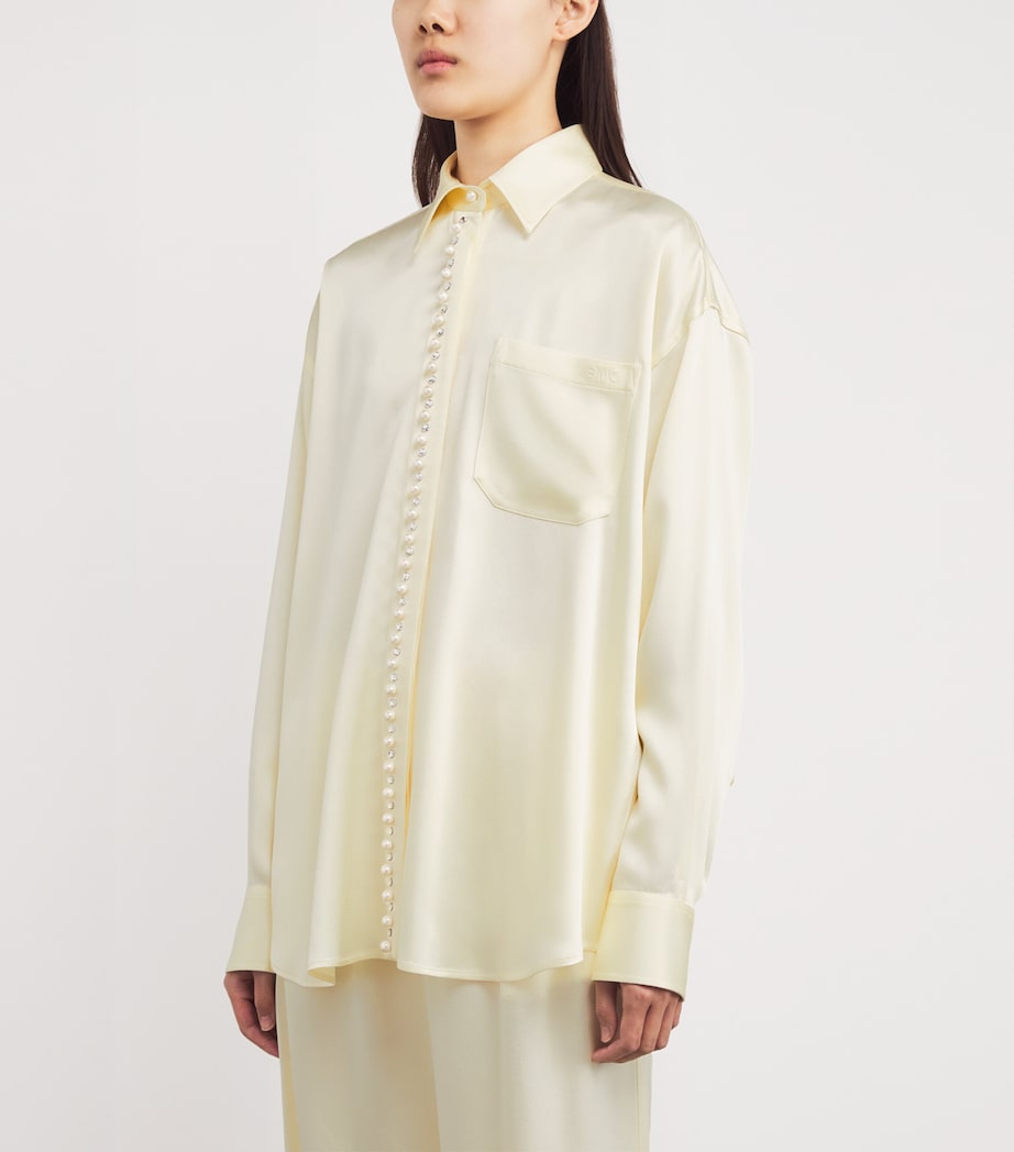 Satin Faux Pearl-Trim Shirt 9210 BUTTERMILK Image 3