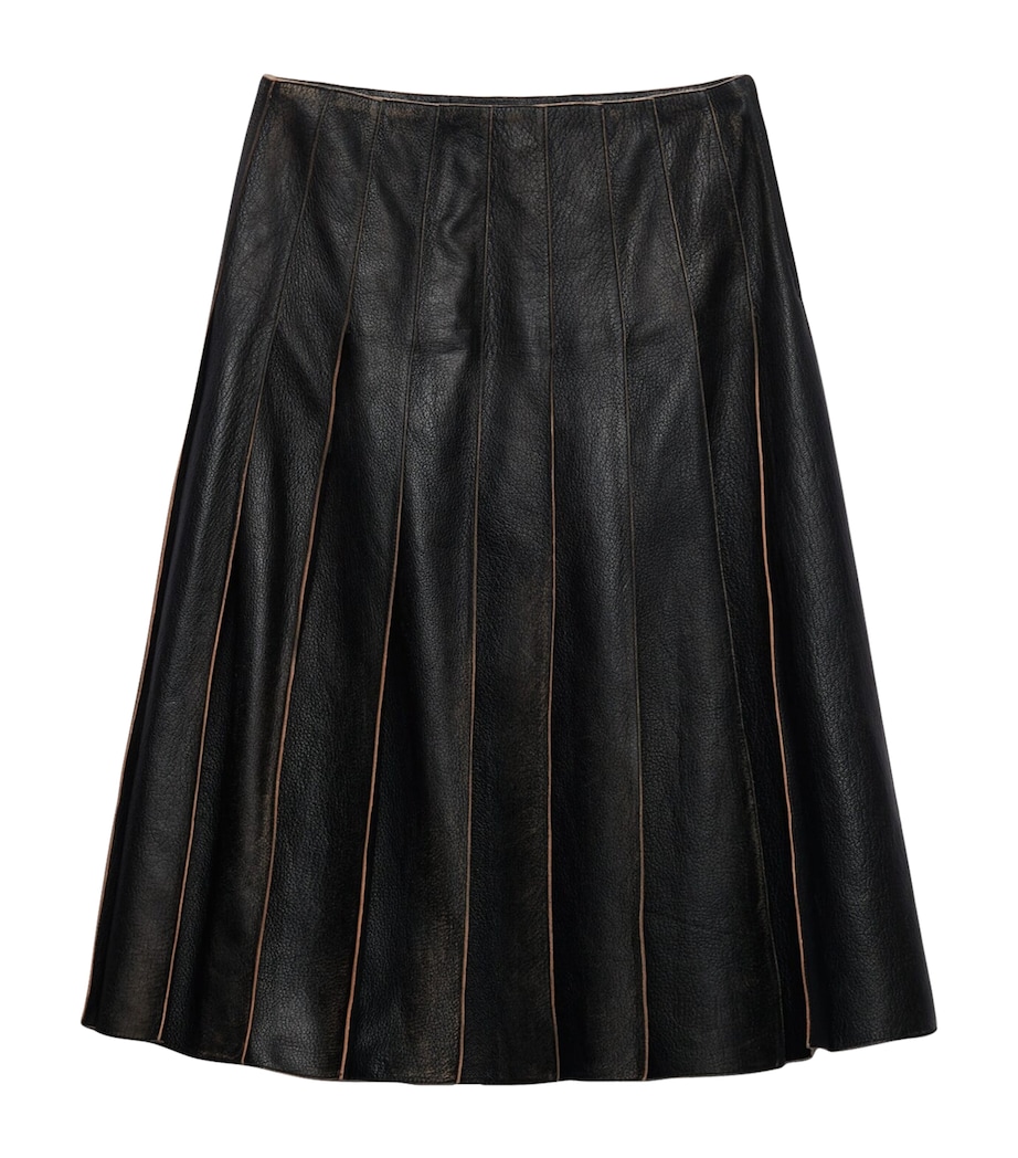 Leather Pleated Midi Skirt F0002 Image 1