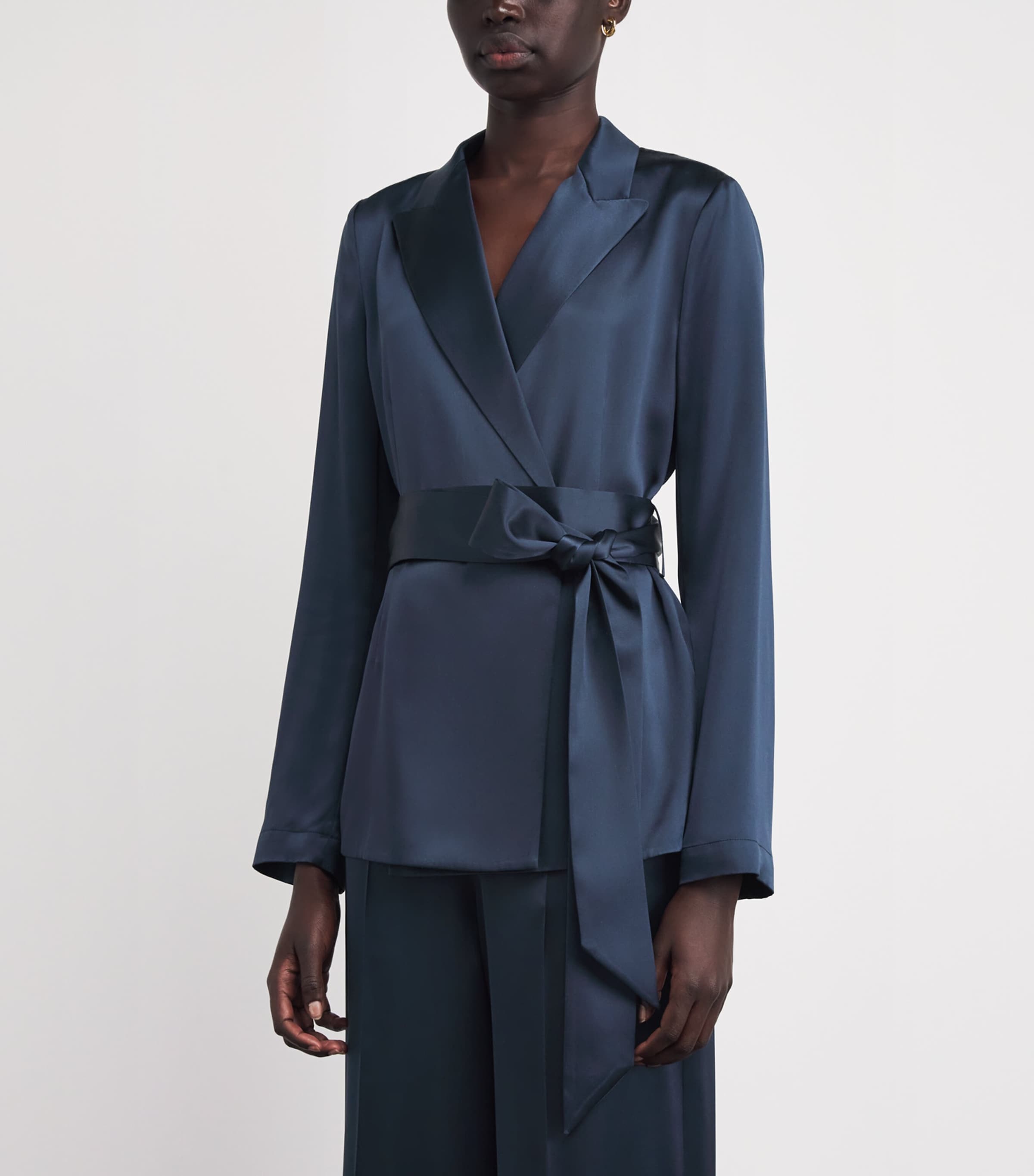 Silk Satin Archer Jacket INDIGO Image 3