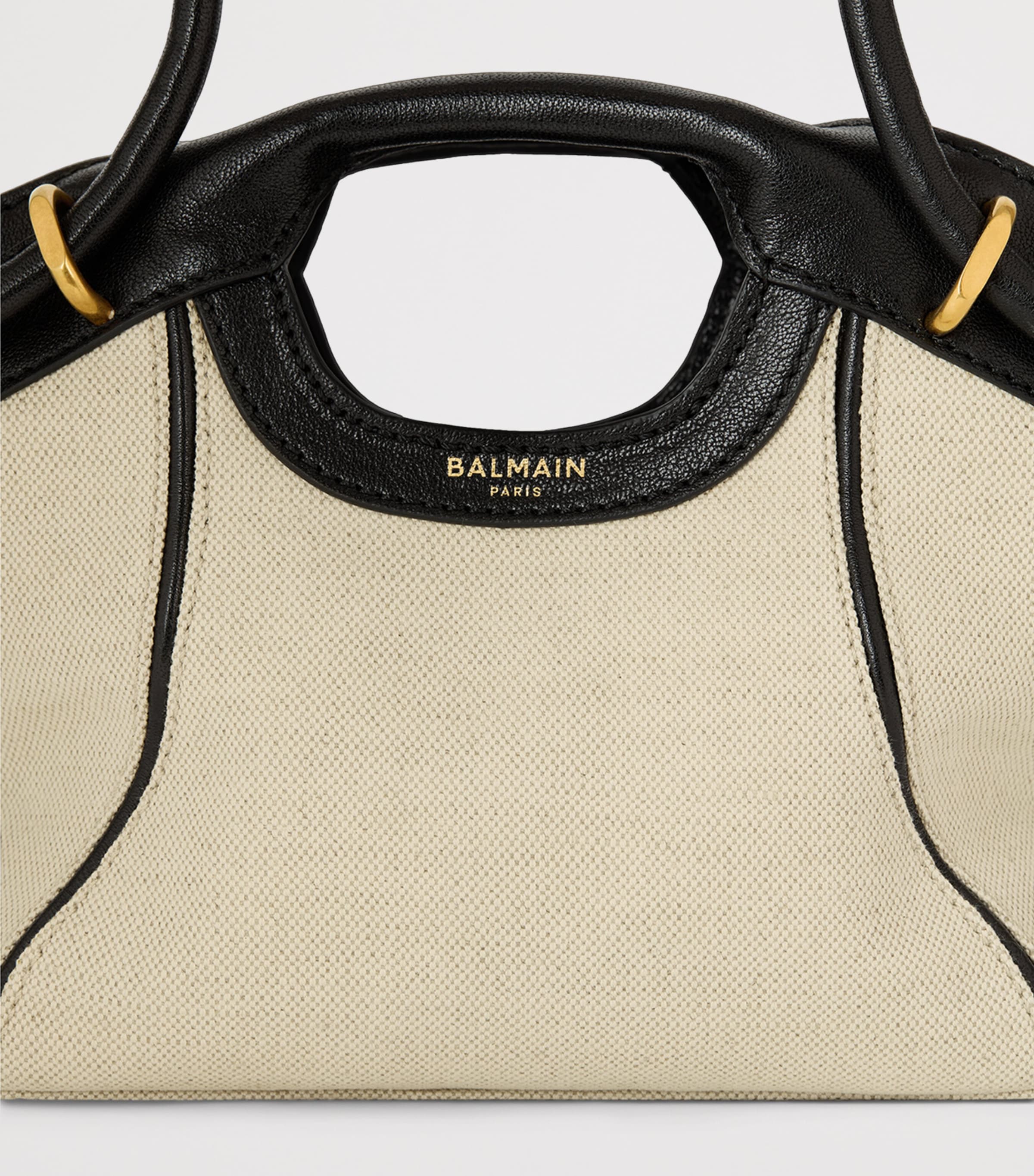 Balmain Womens Small Canvas Tote Bag Gte Naturel / Noir Image 4