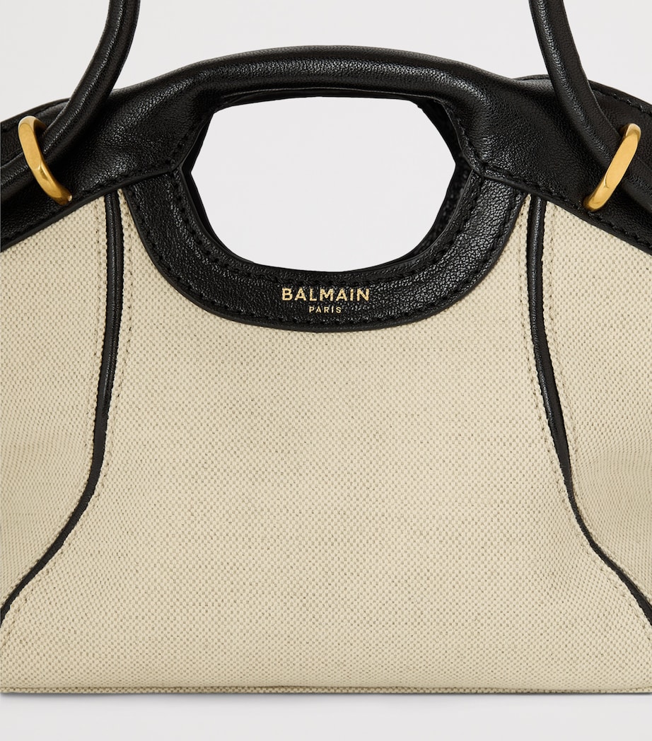 Balmain Womens Small Canvas Tote Bag Gte Naturel / Noir Image 4