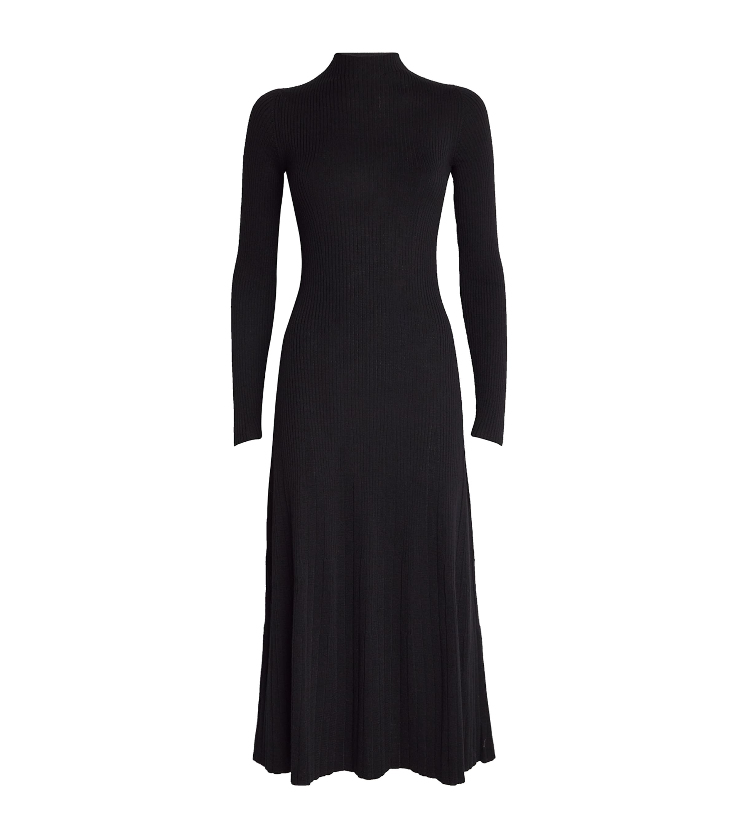 Shop Max & Co Virgin Wool-blend Knitted Midi Dress In Black