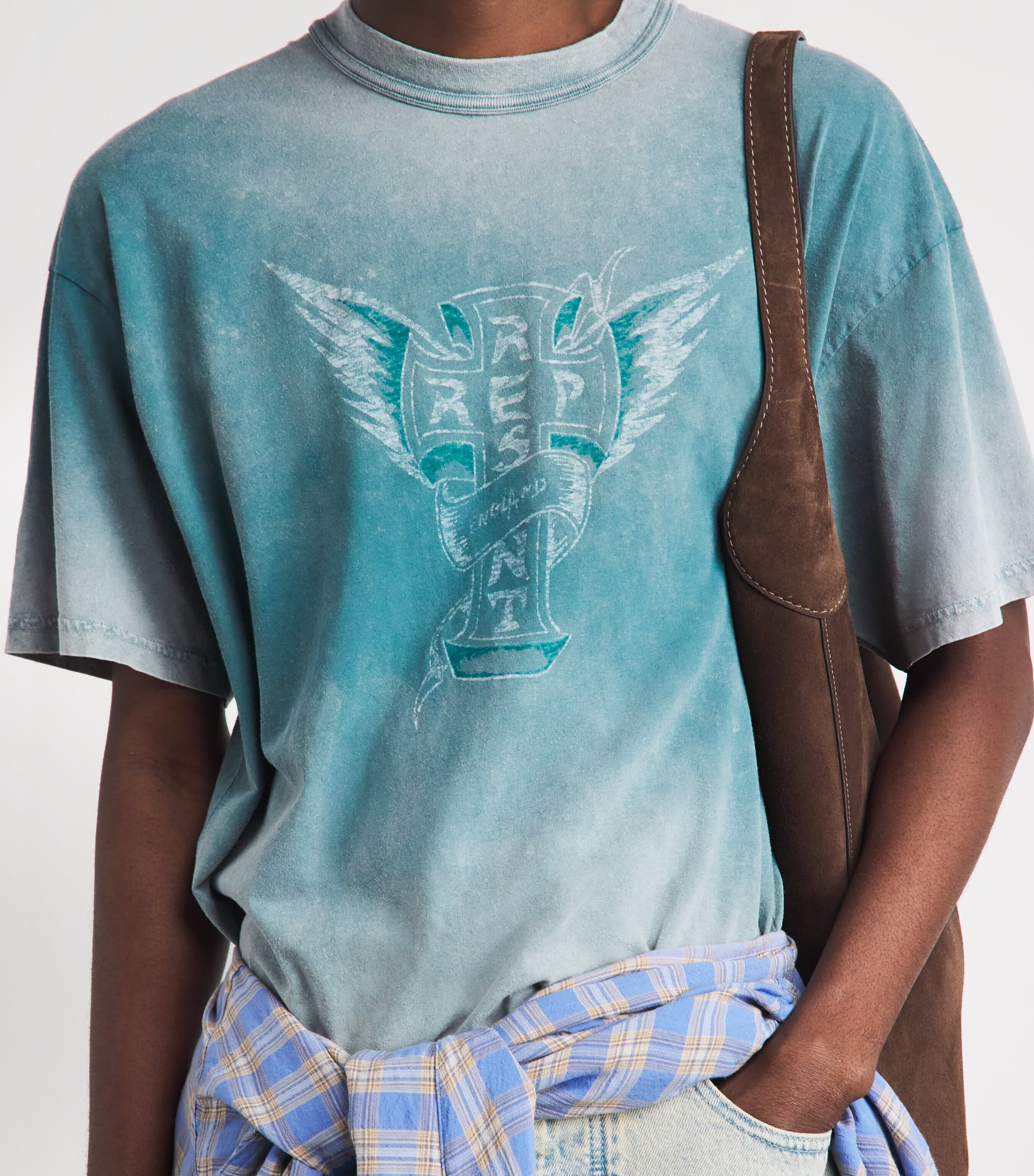 Represent Mens Cotton Westside T-Shirt Smoked Teal Image 3