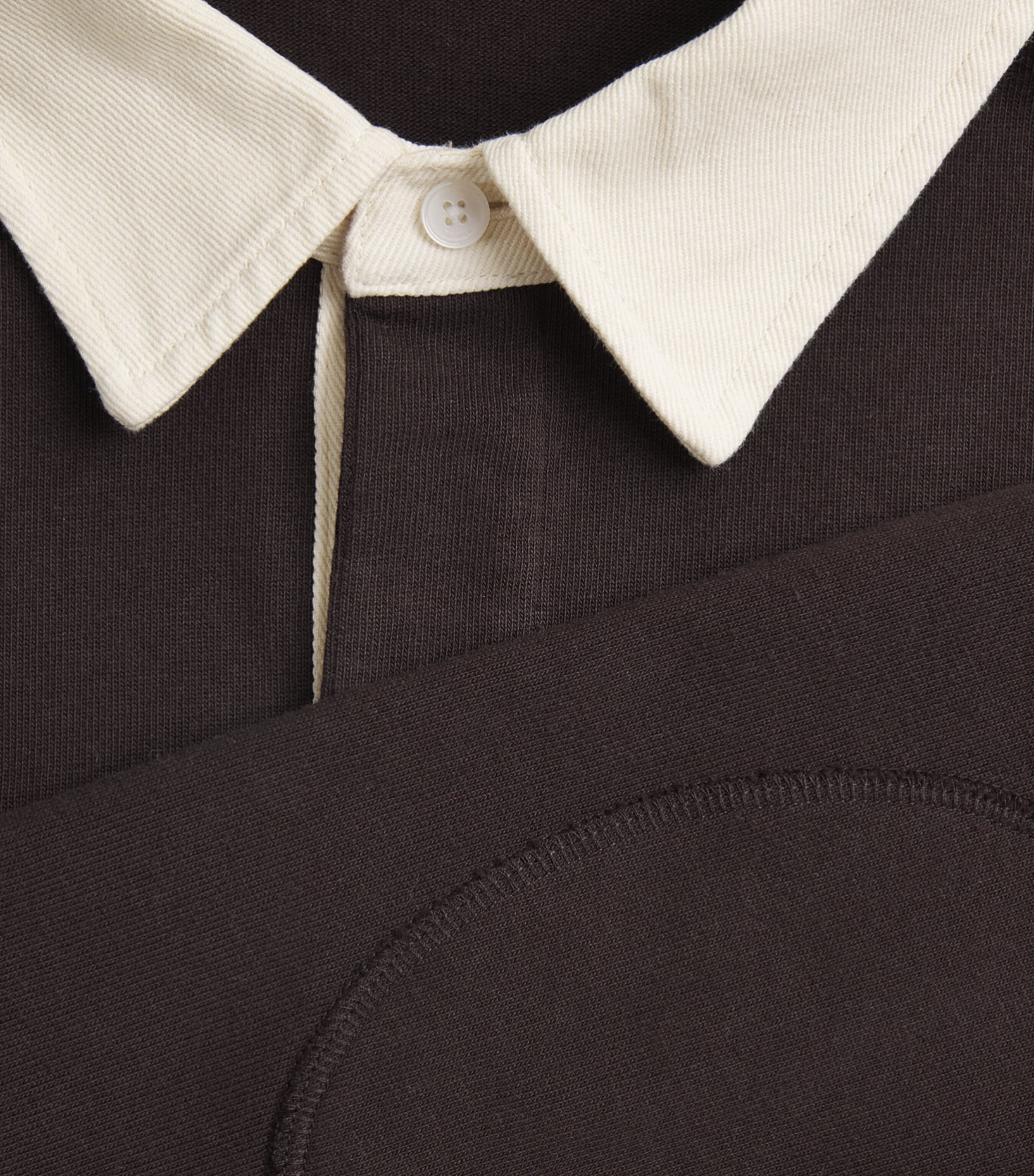 FRAME Mens Contrast-Collar Rugby Polo Shirt Dpbr Deep Brown Image 6