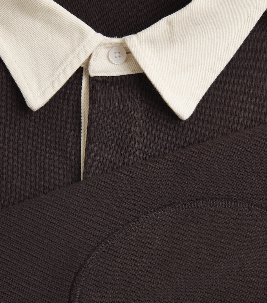 FRAME Mens Contrast-Collar Rugby Polo Shirt Dpbr Deep Brown Image 6