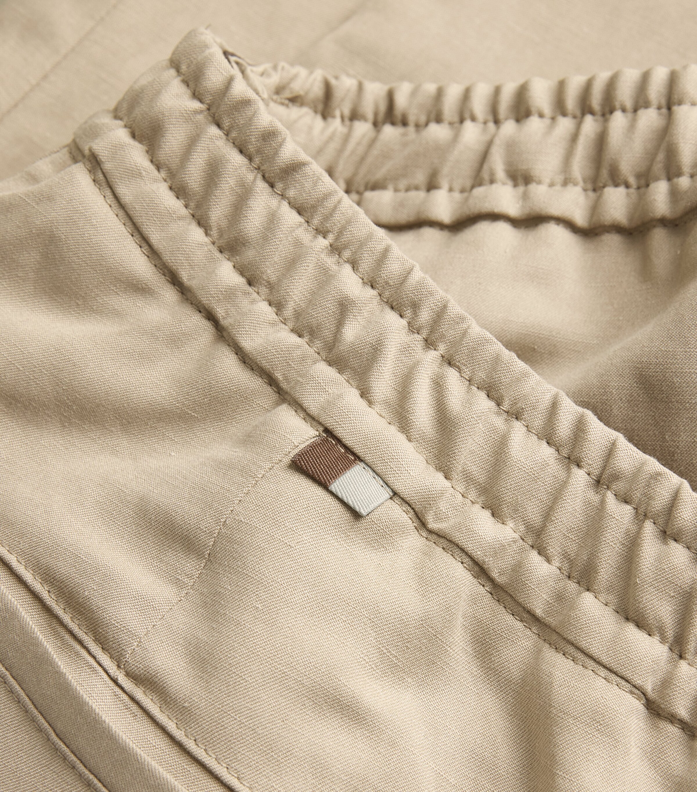 Canali Mens Linen-Silk Drawstring Trousers Beige Image 5
