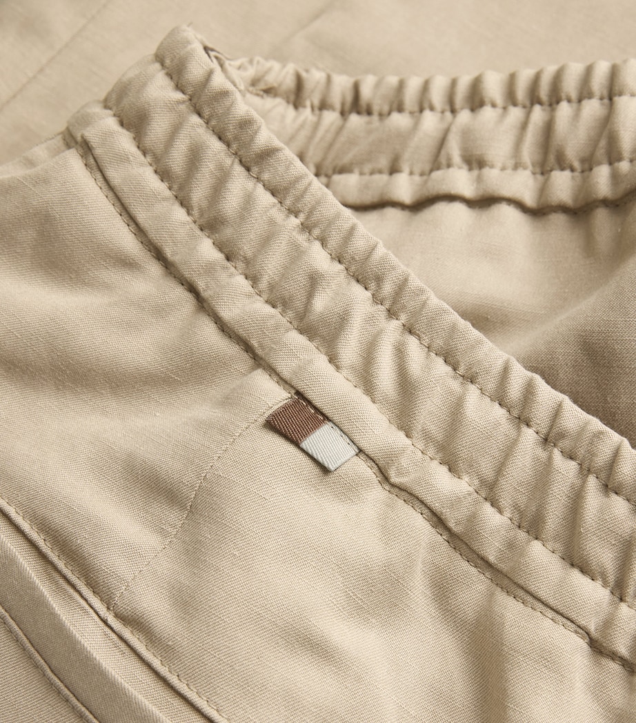 Linen-Silk Drawstring Trousers 708-BEIGE Image 5