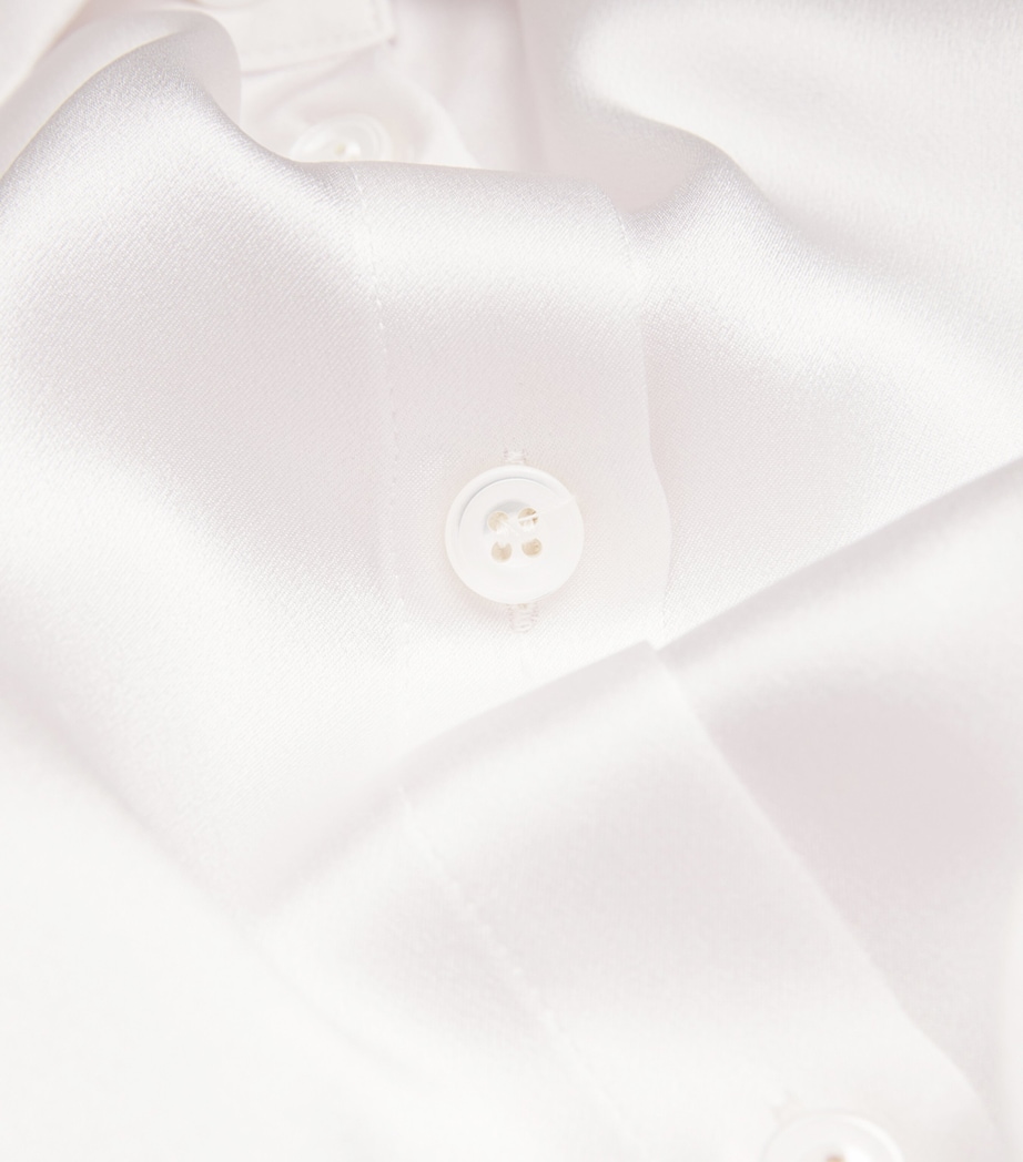 Eleventy Womens Silk Short-Sleeve Shirt Bianco Image 5