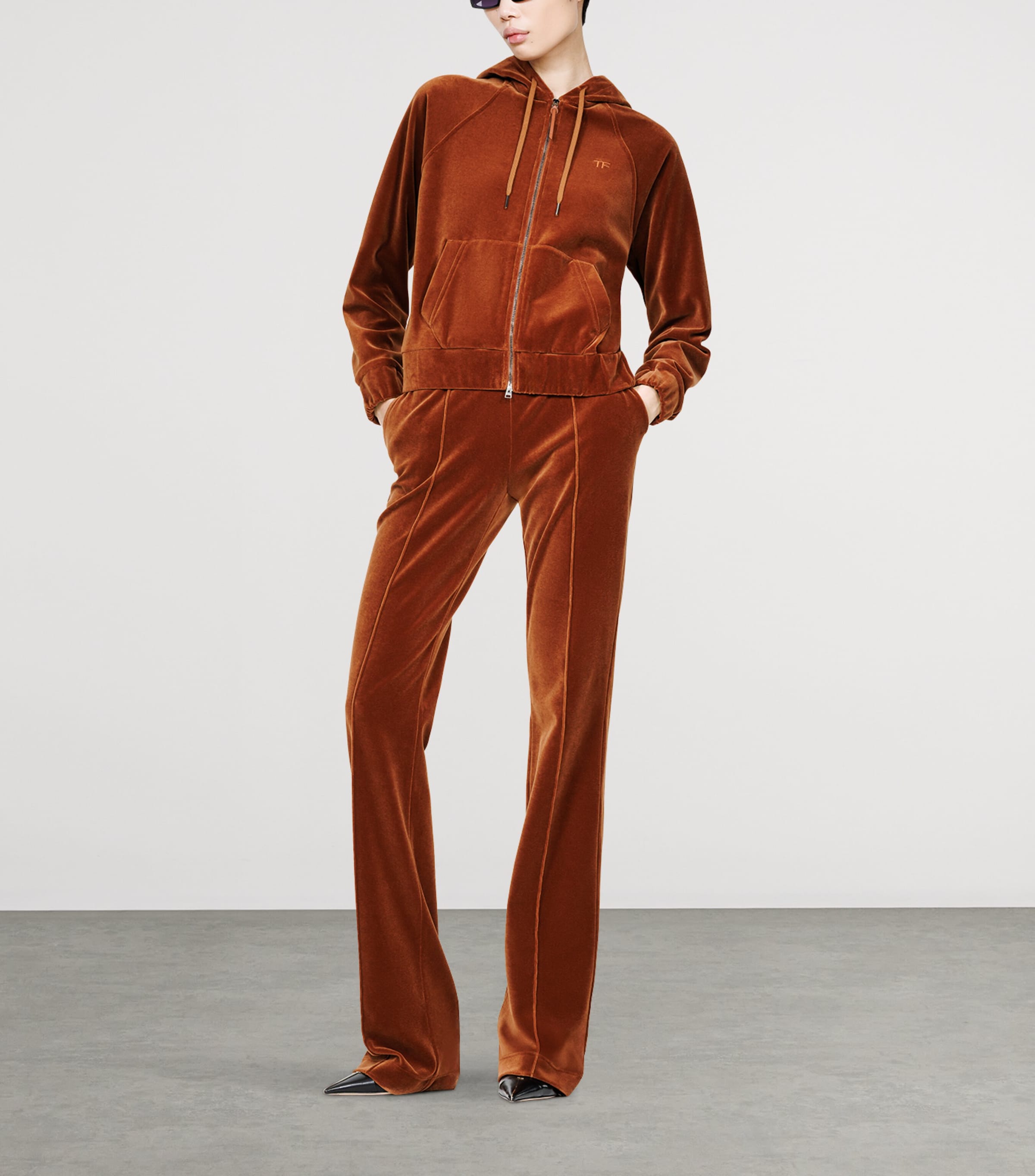 TOM FORD Womens Velour Zip-Up Hoodie Eao Image 2