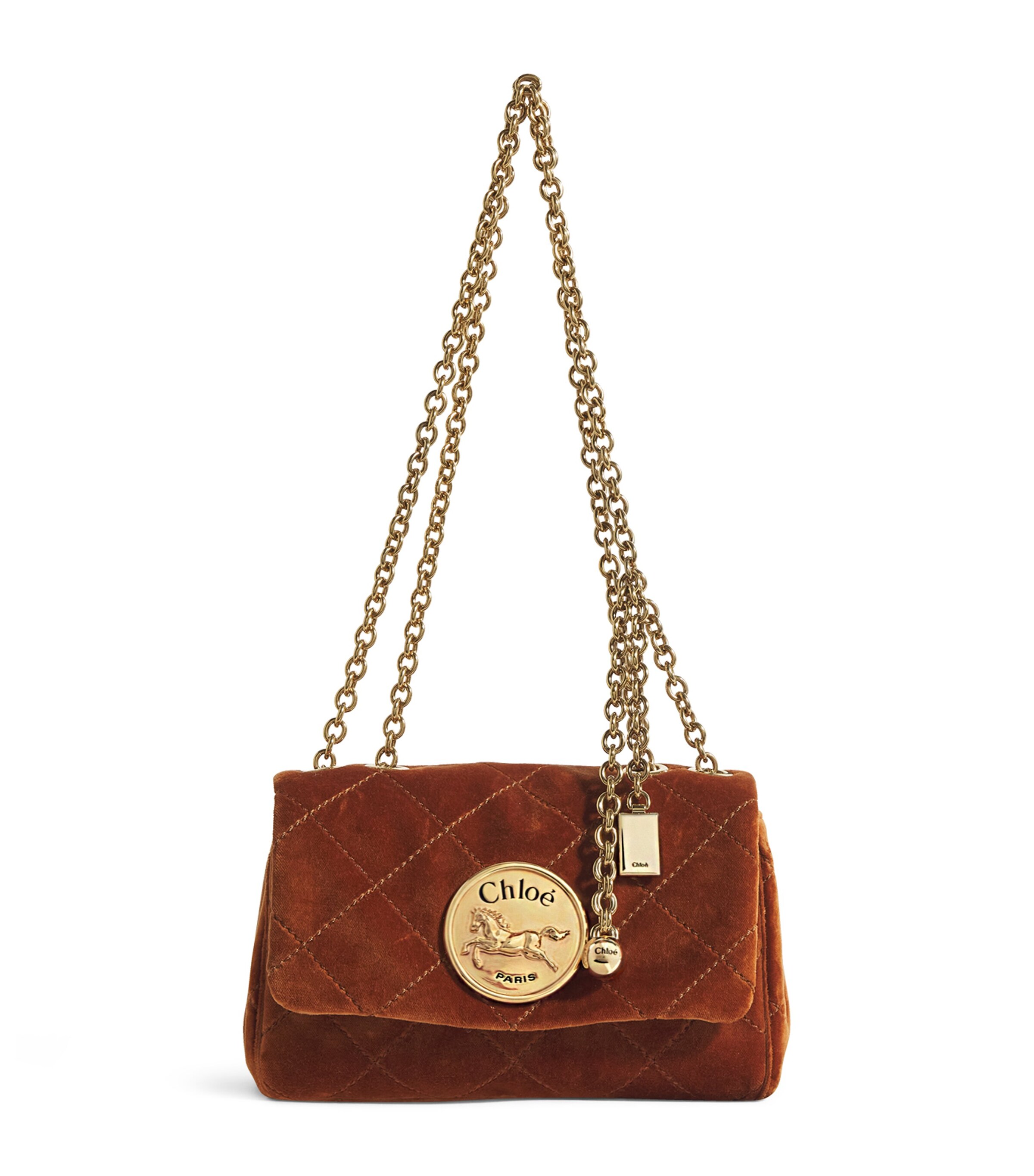 Chloé Small Velvet Heritage Shoulder Bag Clay Brown Image 1