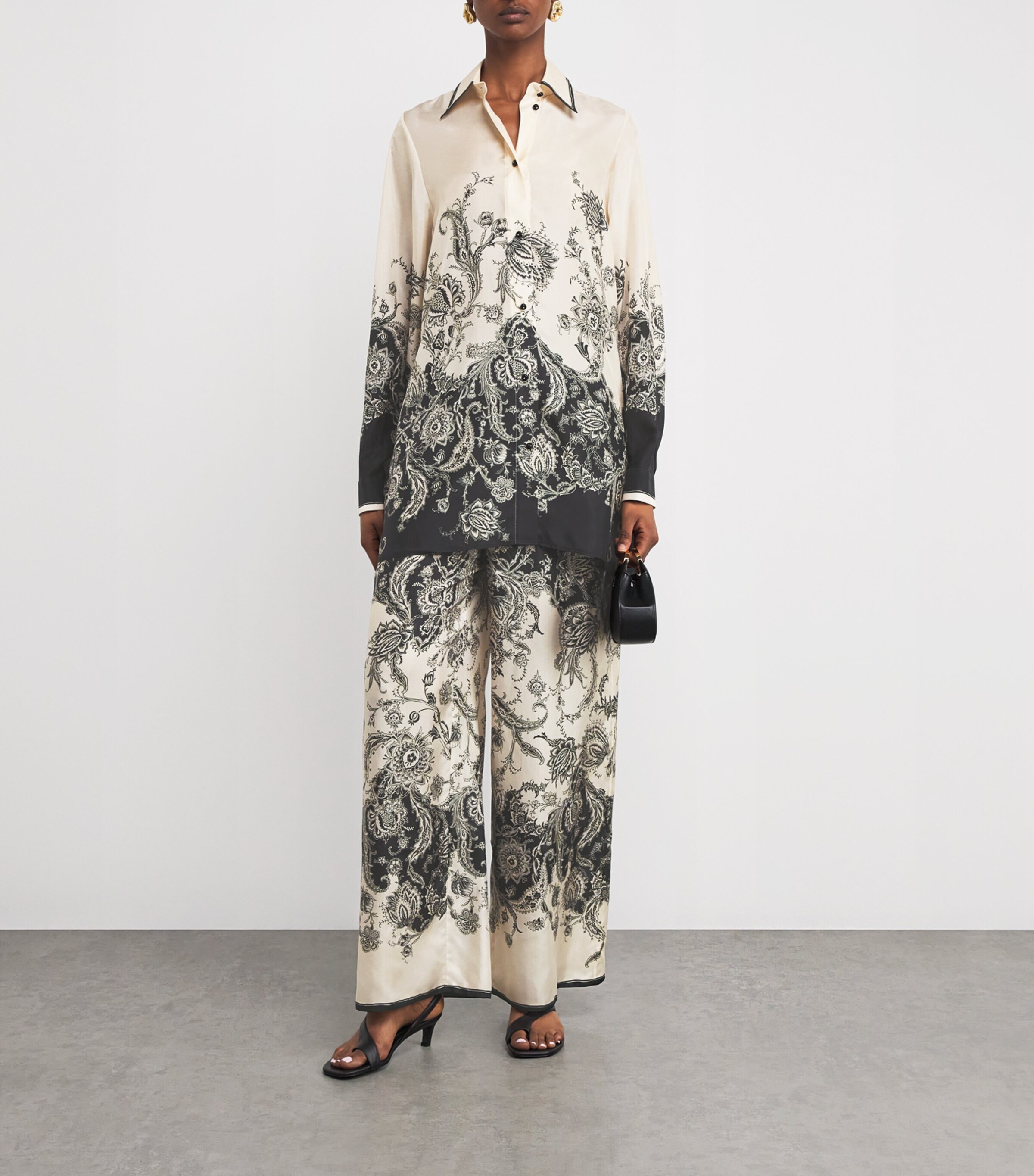Zimmermann Womens Silk Floral Rhiannon Shirt Crmblkflo Crm/bl Fl Image 2
