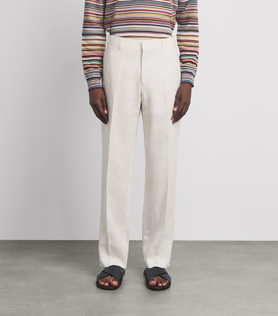 Paul Smith Mens Linen Straight Trousers White Image 4