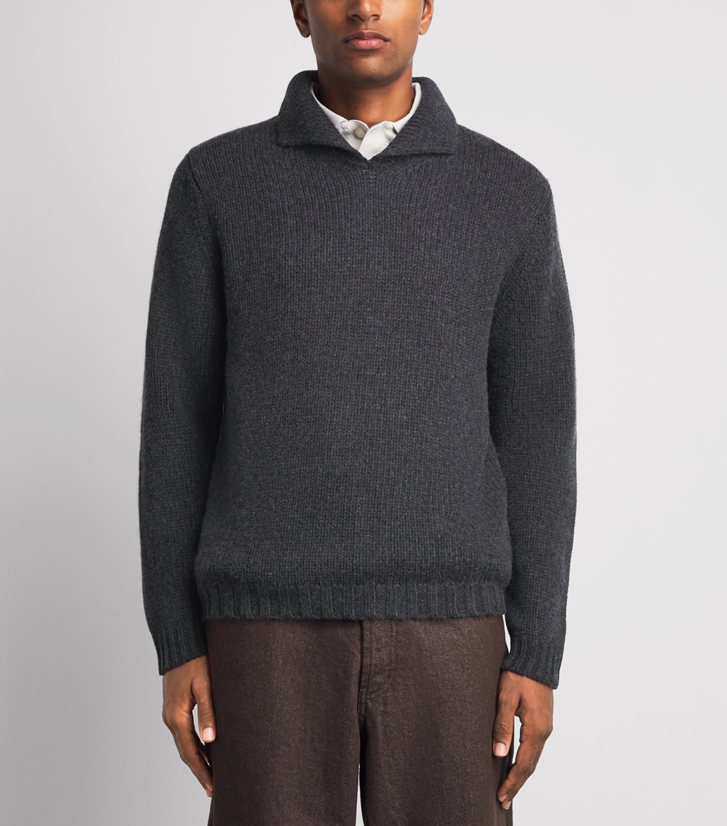 Allude Mens Cashmere Collared Sweater Image 4