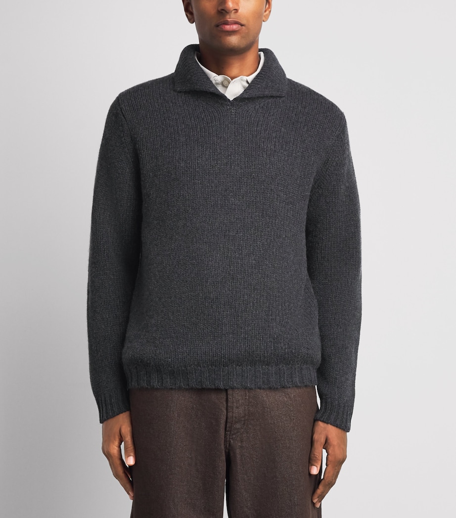 Allude Mens Cashmere Collared Sweater Image 4