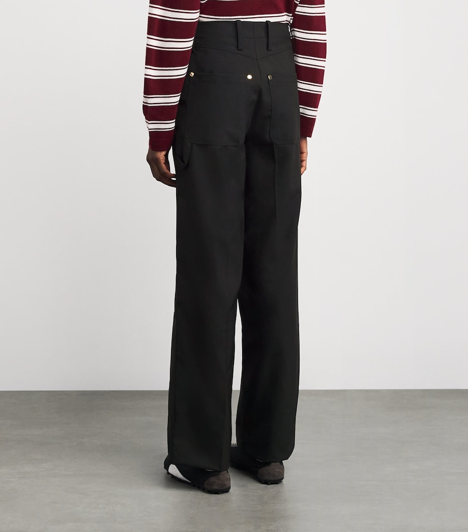 Wool-Blend Straight Leg Trousers BLACK Image 4