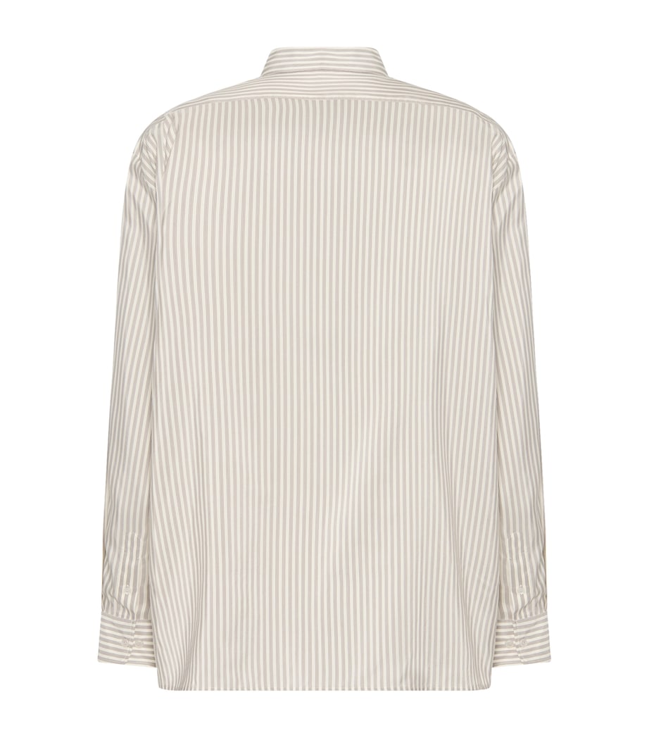 Feme Silk Stripe Shirt WHITE W/ GREY Image 2