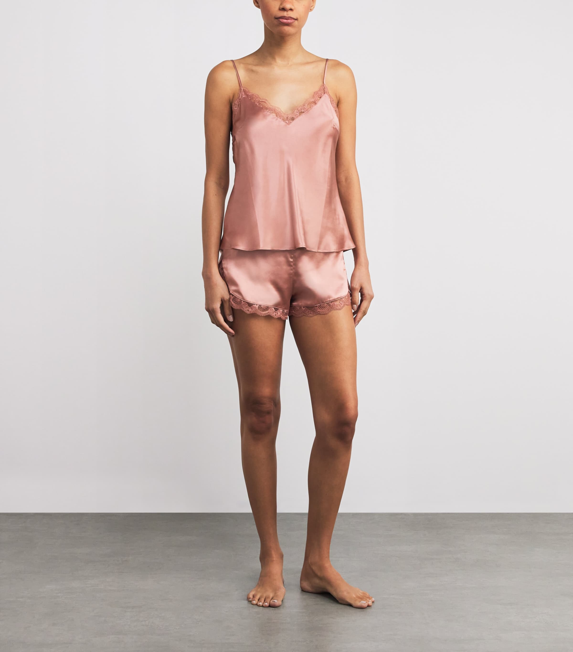 Silk-Blend Love Me Pyjama Shorts 469 SMOKEY PINK Image 2