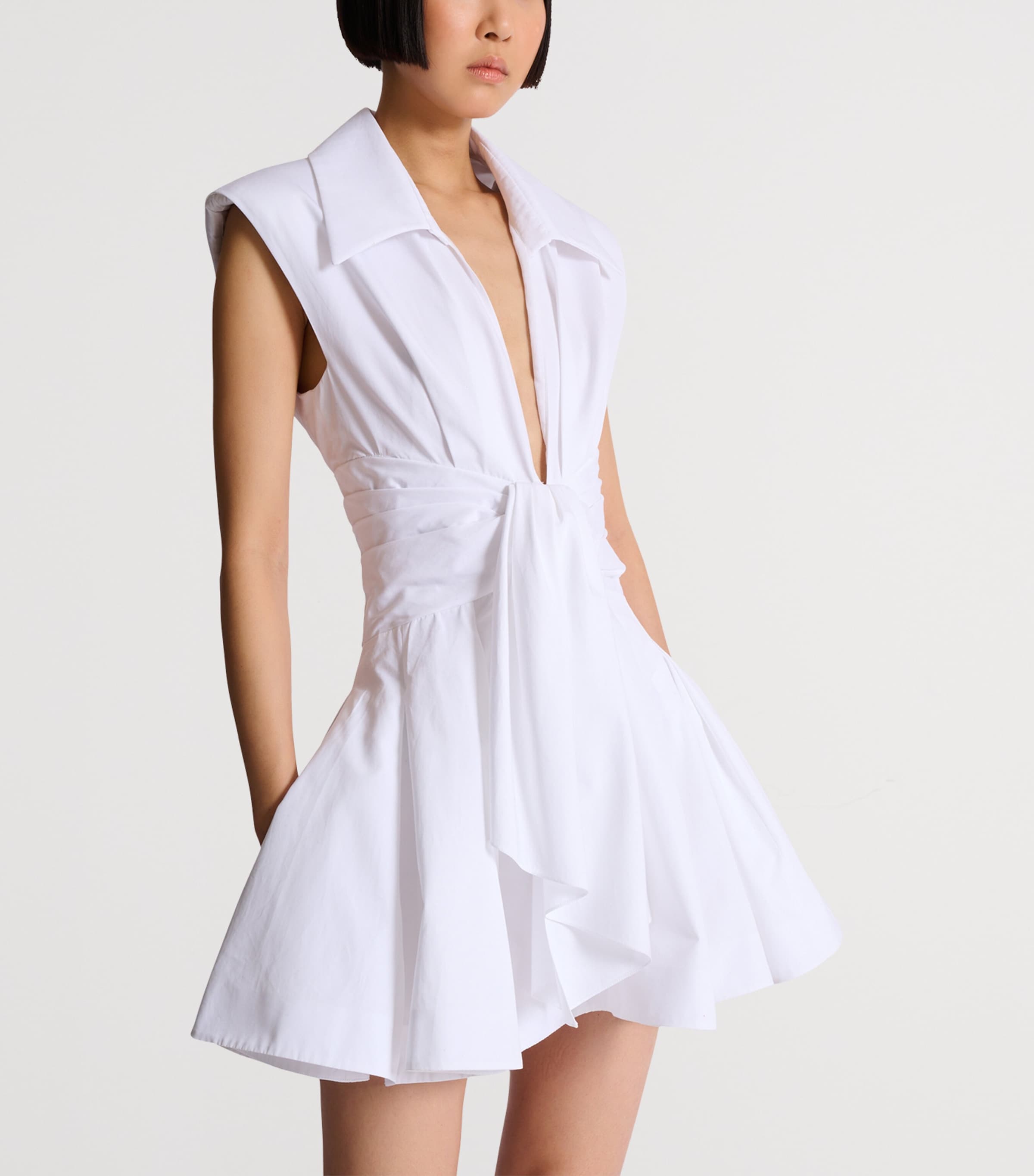 Balmain Womens Cotton Shirt Mini Dress Blanc Optique Image 6