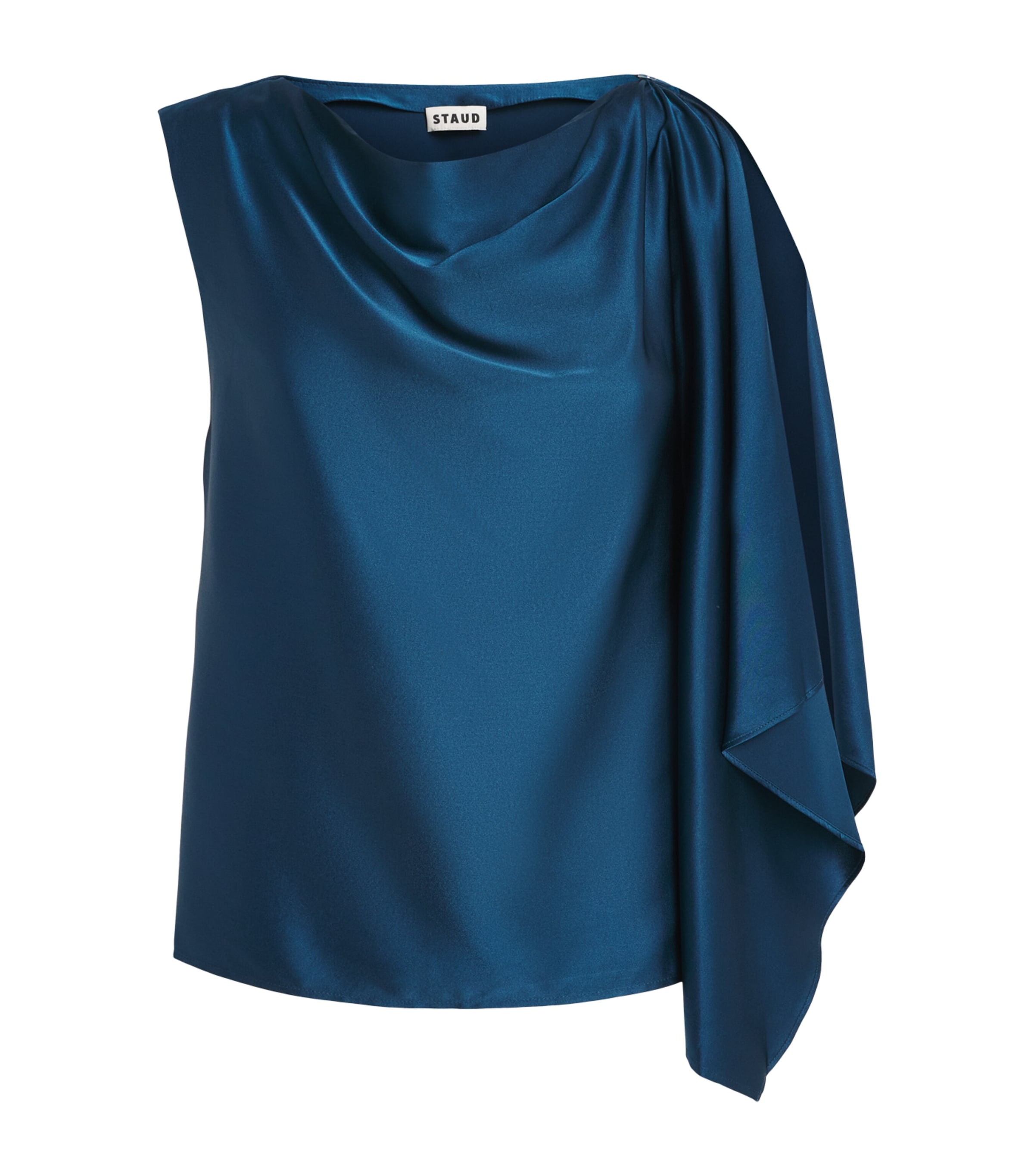 STAUD Womens Stretch-Silk Sabina Top Harbor Hrbr Image 1
