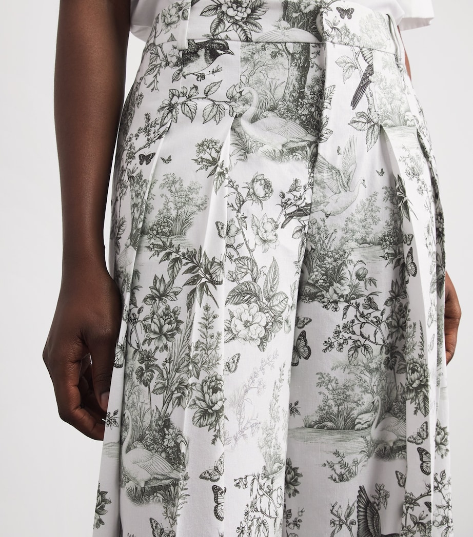 Alice+Olivia Womens Linen-Blend Printed Blaire Trousers Daybreak Image 3