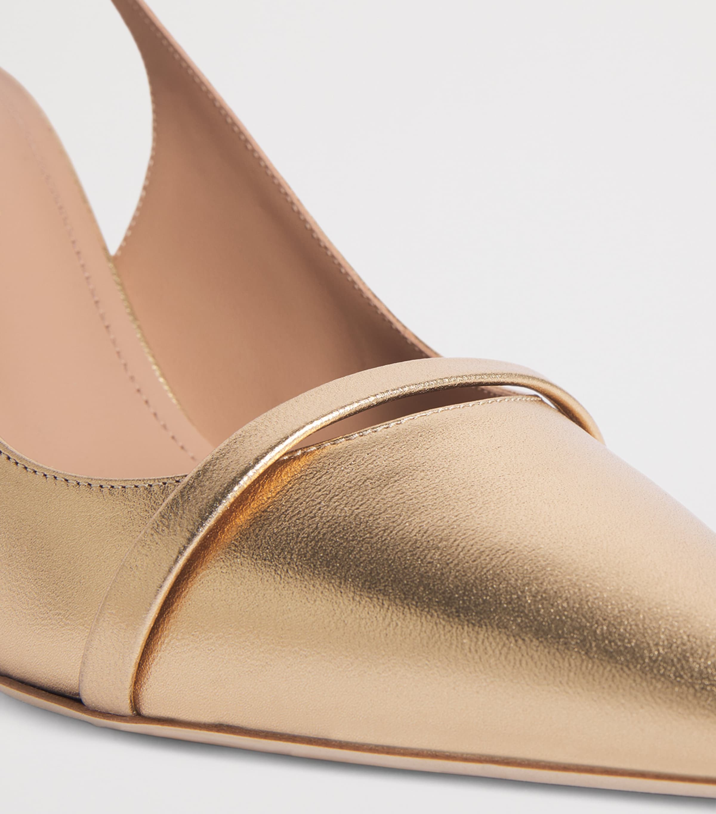 Malone Souliers x Harrods Metallic Leather Schiffer Slingback Pumps 70 Antique Gold Image 7