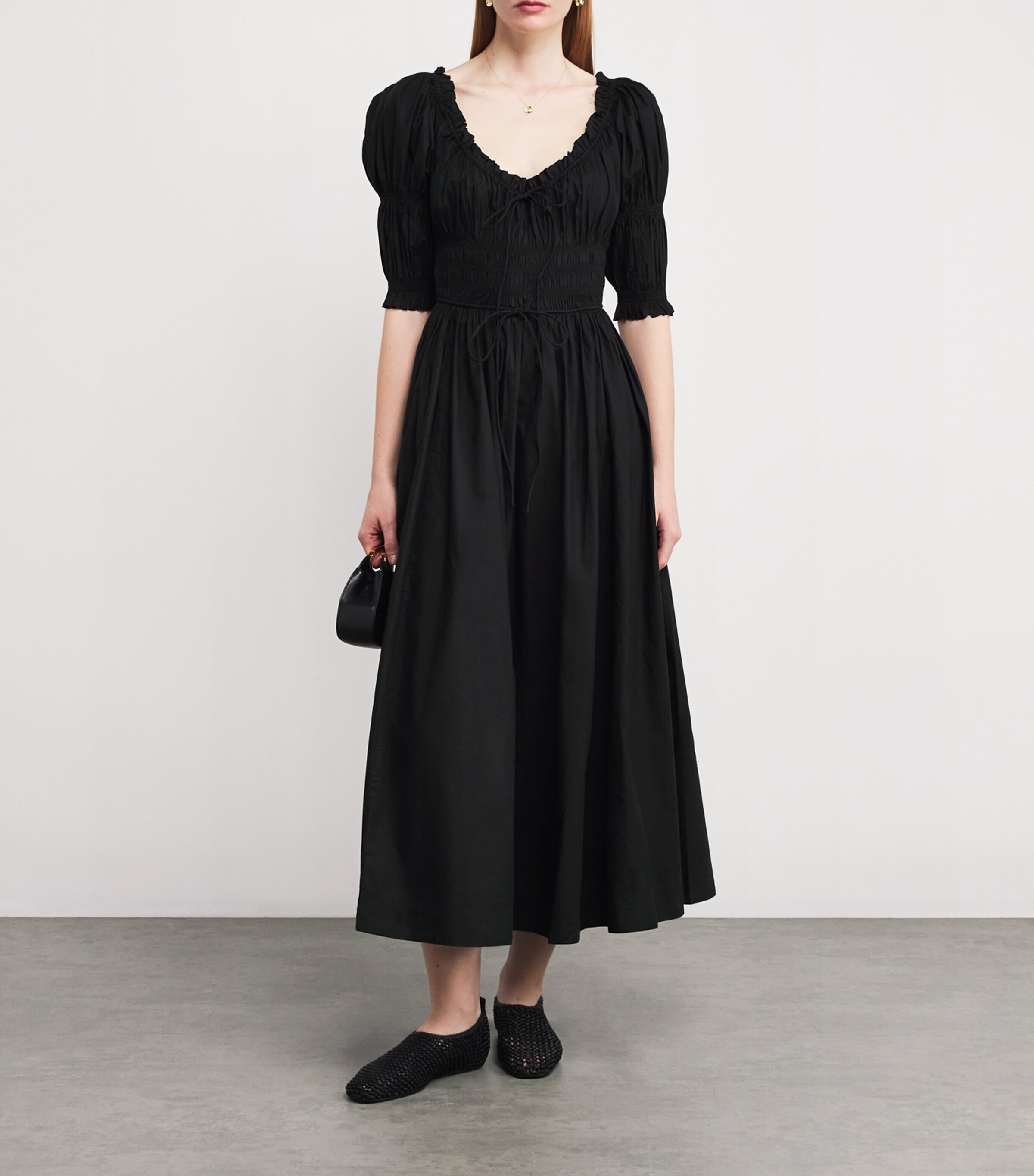 Organic Cotton-Blend Ischia Midi Dress BLACK Image 2