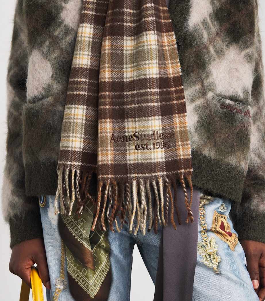 Acne Studios Cashmere-Wool Check Scarf Dark Brown/khaki Image 2