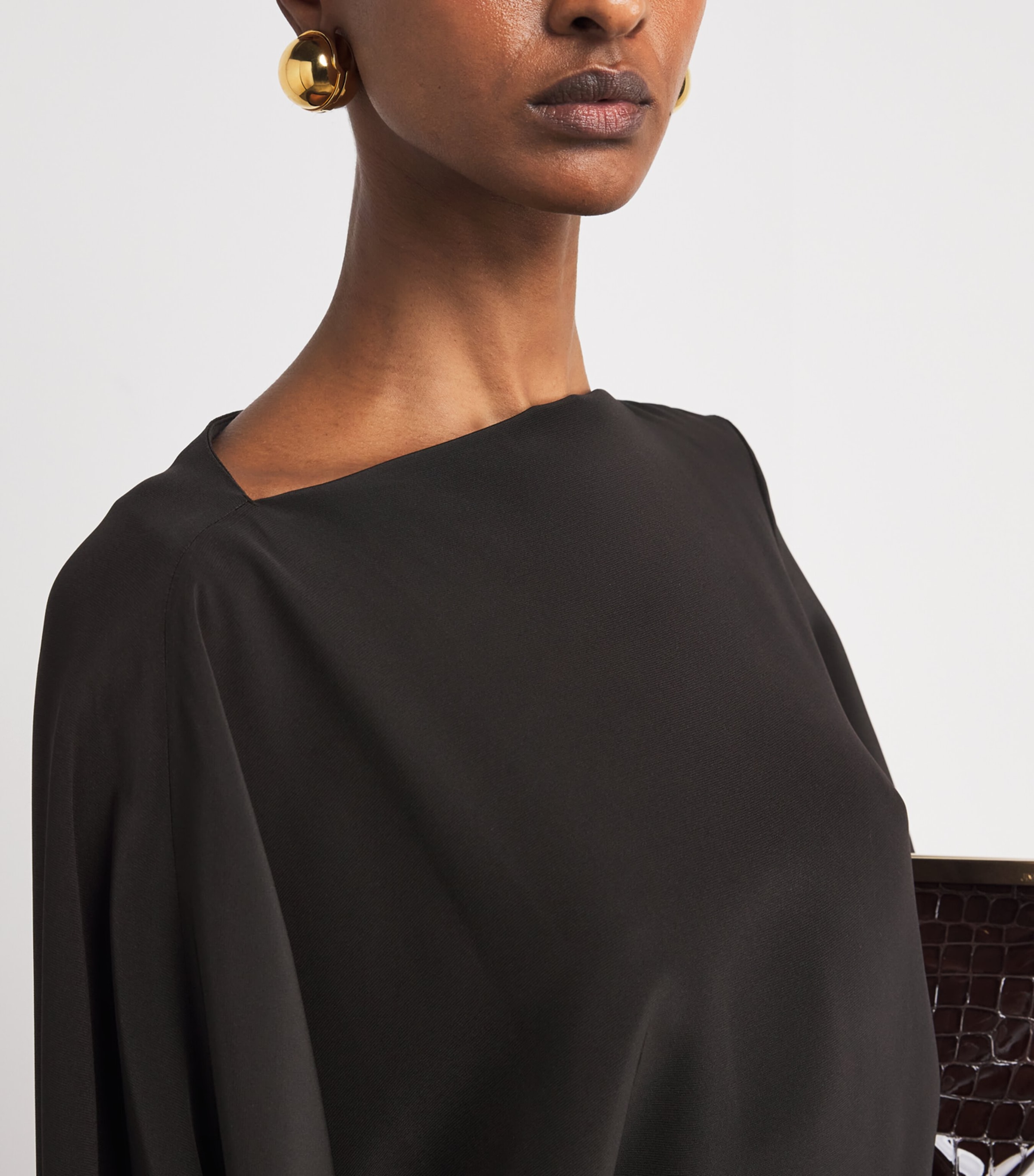 Joseph Womens Satin Gathered Joya Maxi Dress Cocoa Image 4