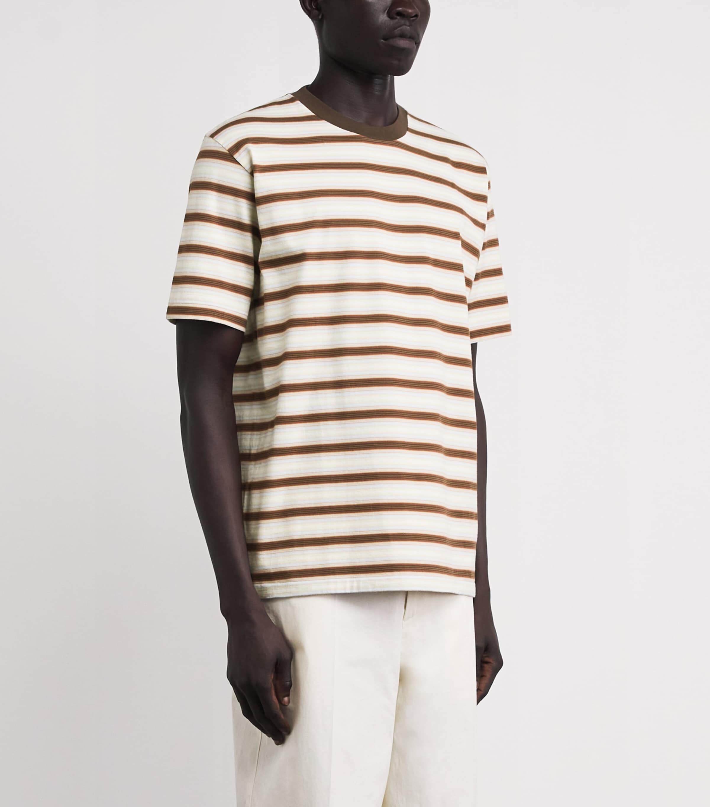 Auralee Mens Cotton Gradient Stripe T-Shirt Fade Brown Stripe Image 4