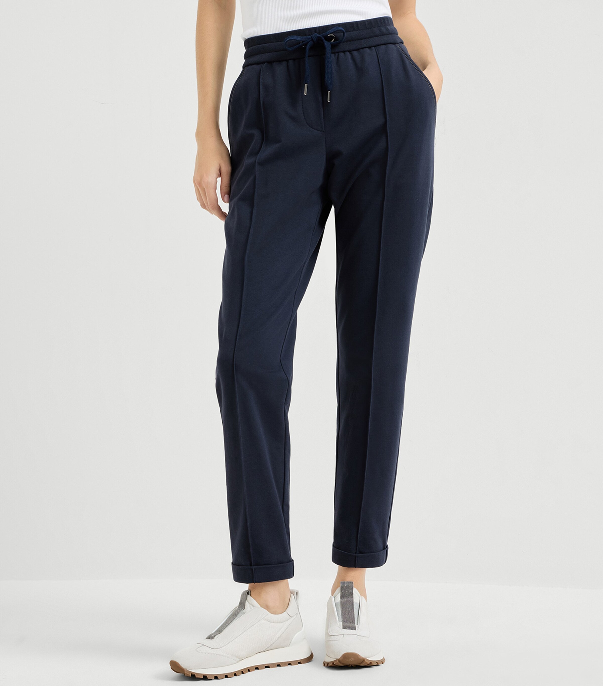 Brunello Cucinelli Womens Cotton-Blend Drawstring Sweatpants Image 3