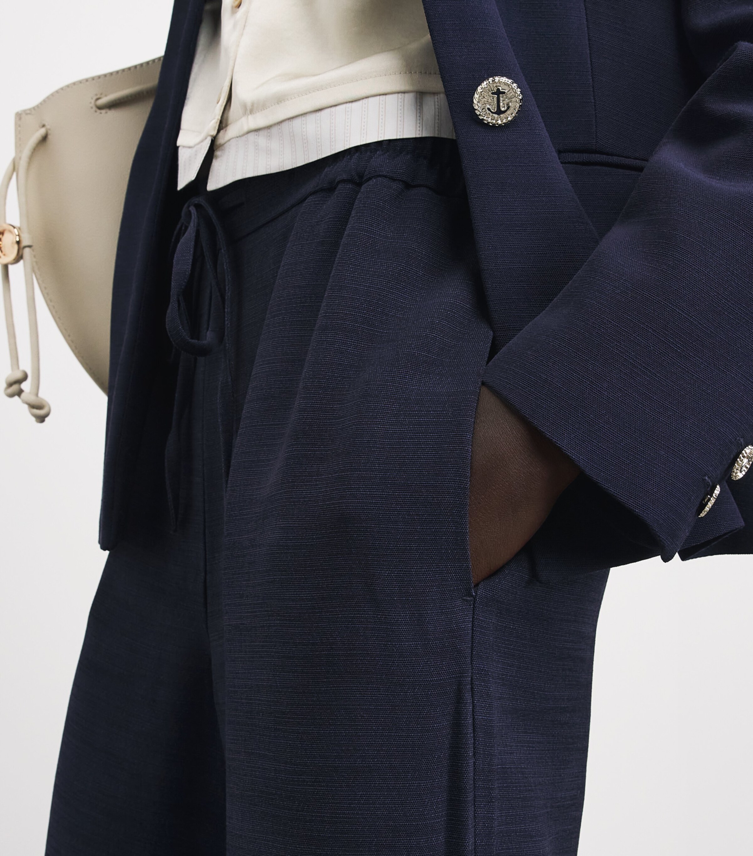 Claudie Pierlot Womens Wide-Leg Trousers Navy Image 3