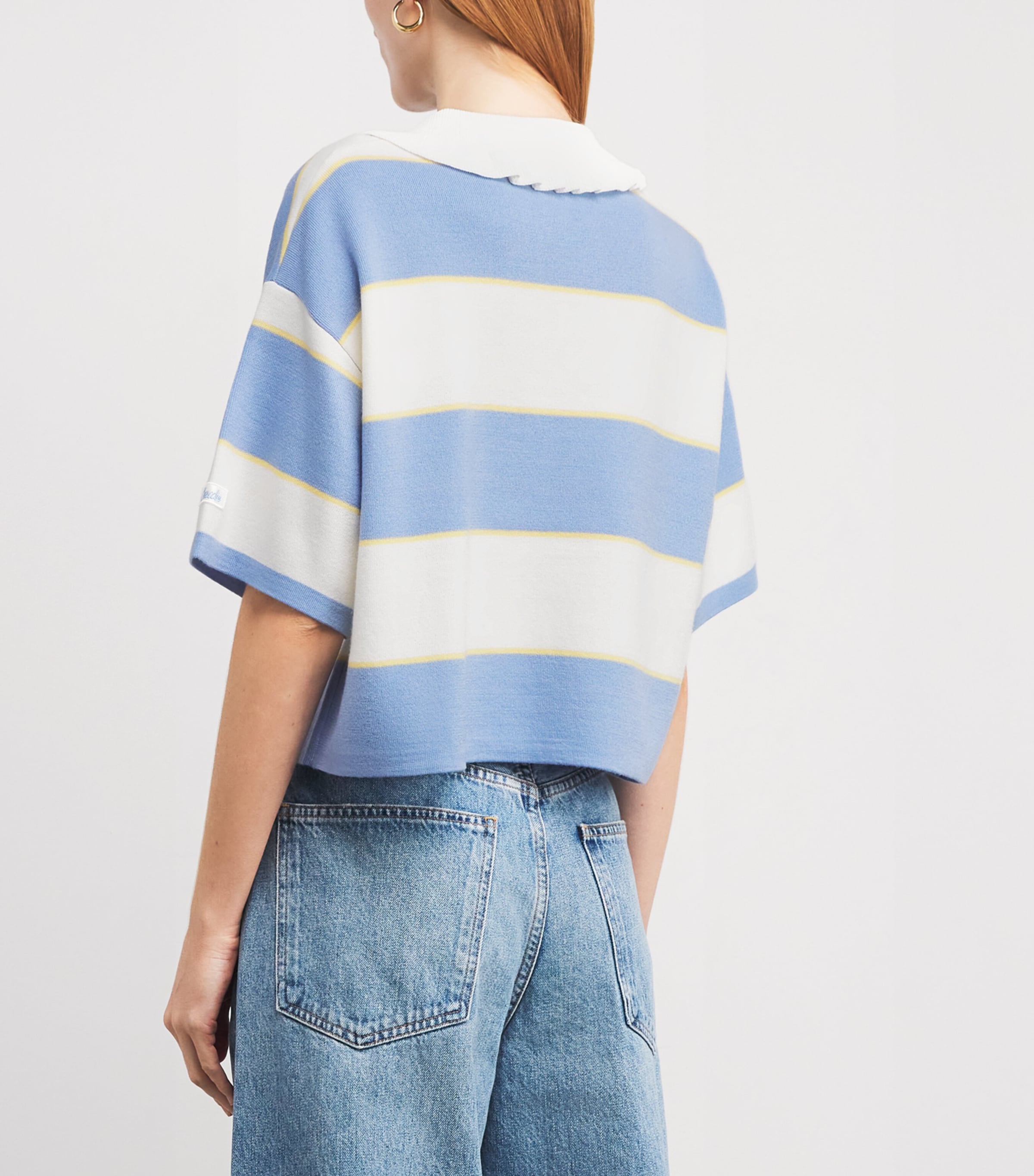 Stripe Polo Sweater OFFICE BLUE Image 4