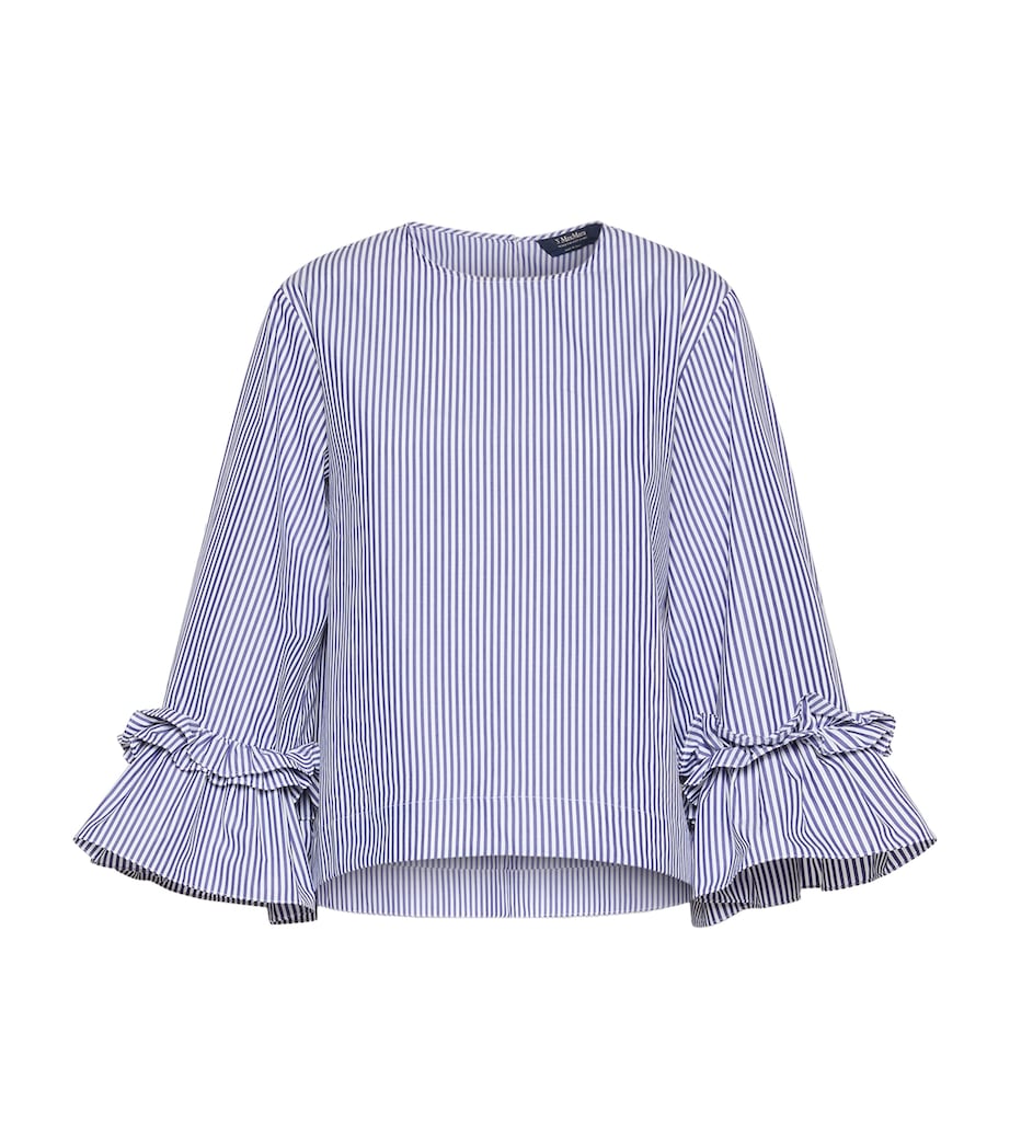 Max Mara Womens Cotton Stripe Blouse Light Blue Image 1