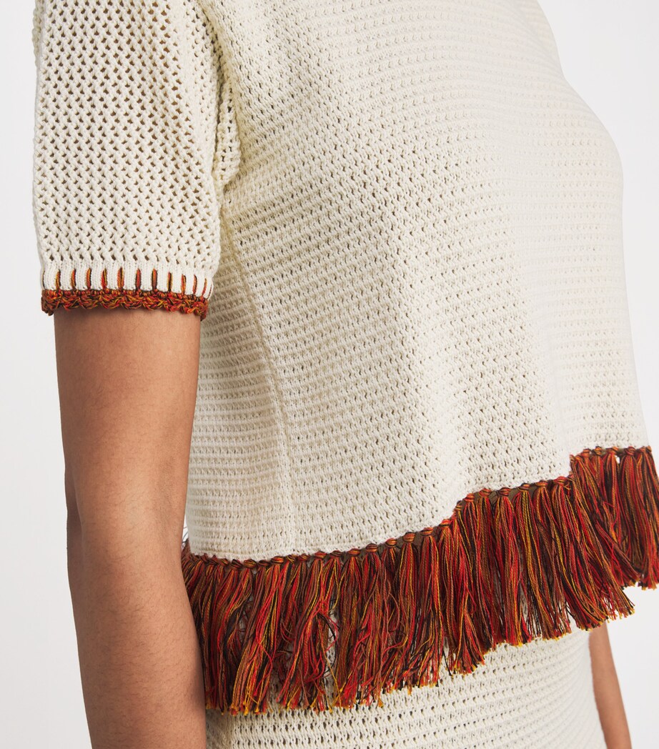 Crochet Fringe Amada T-Shirt IVORY Image 6