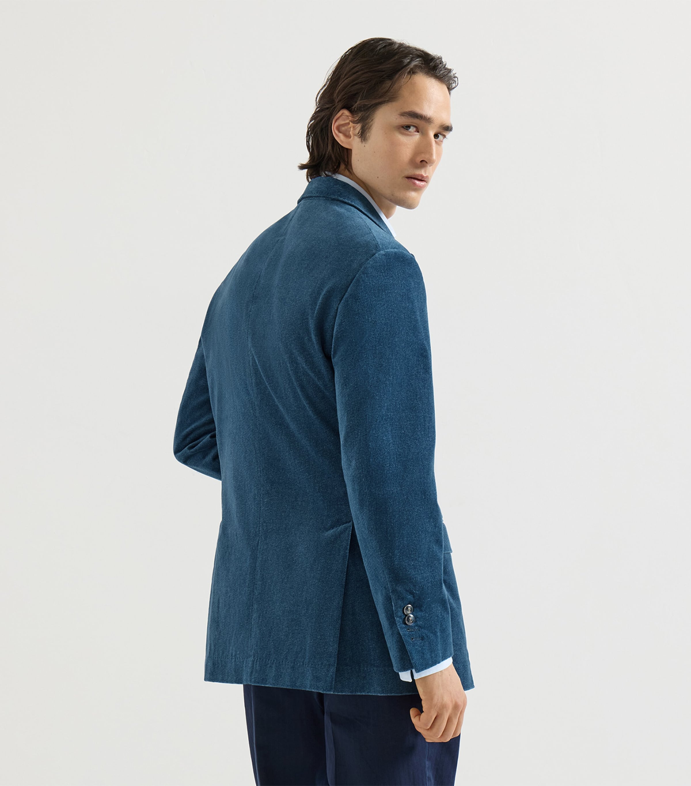 Brunello Cucinelli Mens Denim-Effect Velvet Blazer Image 5