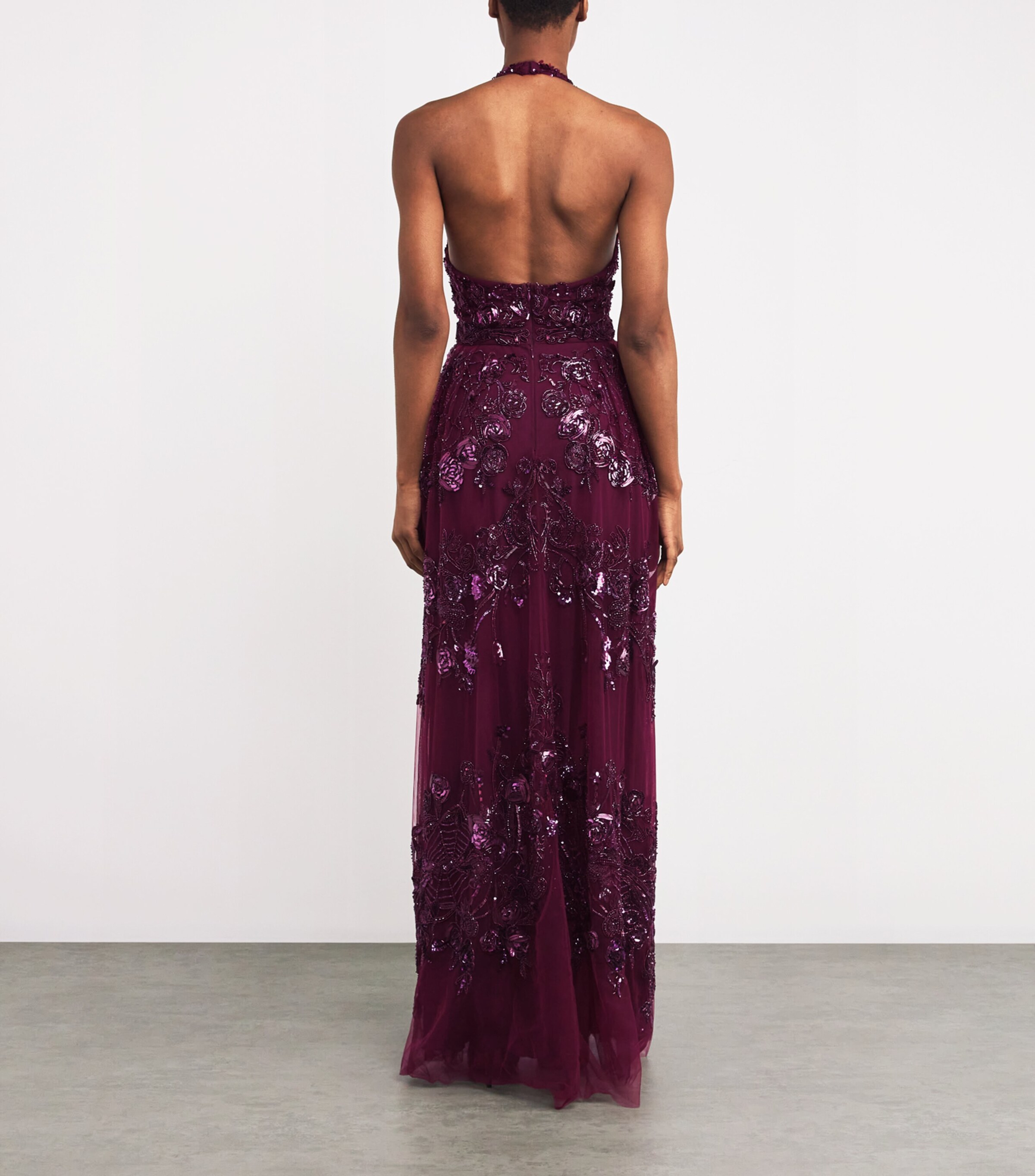 Zuhair Murad Purple V-Neck Embellished Gown | Harrods UK