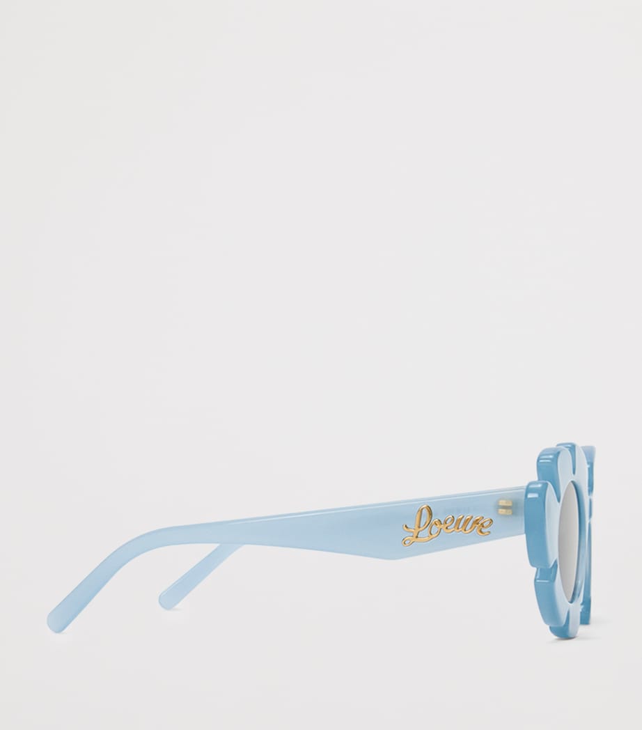 Acetate Oval Flower Sunglasses LIGHT BLUE Image 3