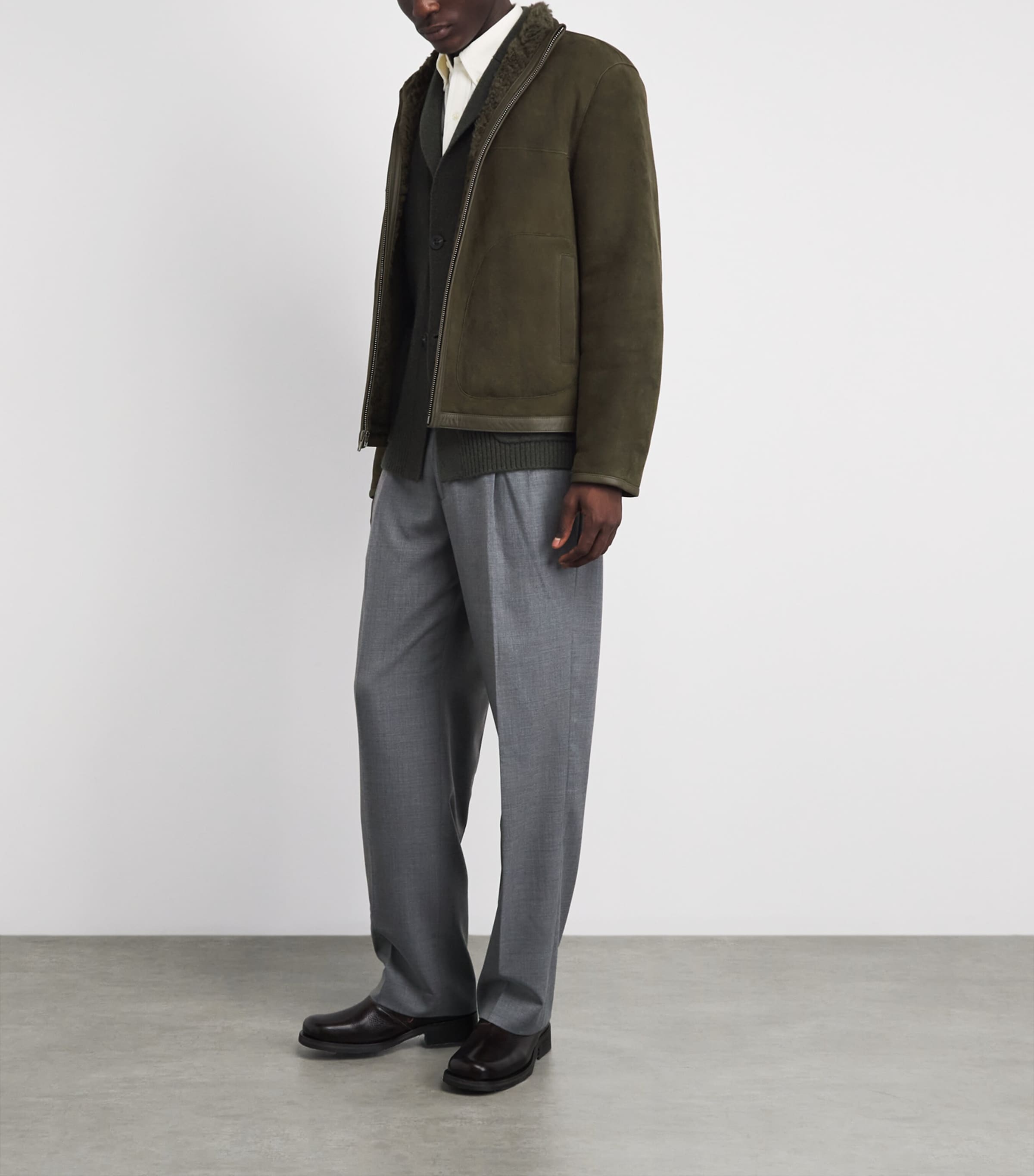 Vince Mens Suede-Shearling Jacket Dk Capital Image 2