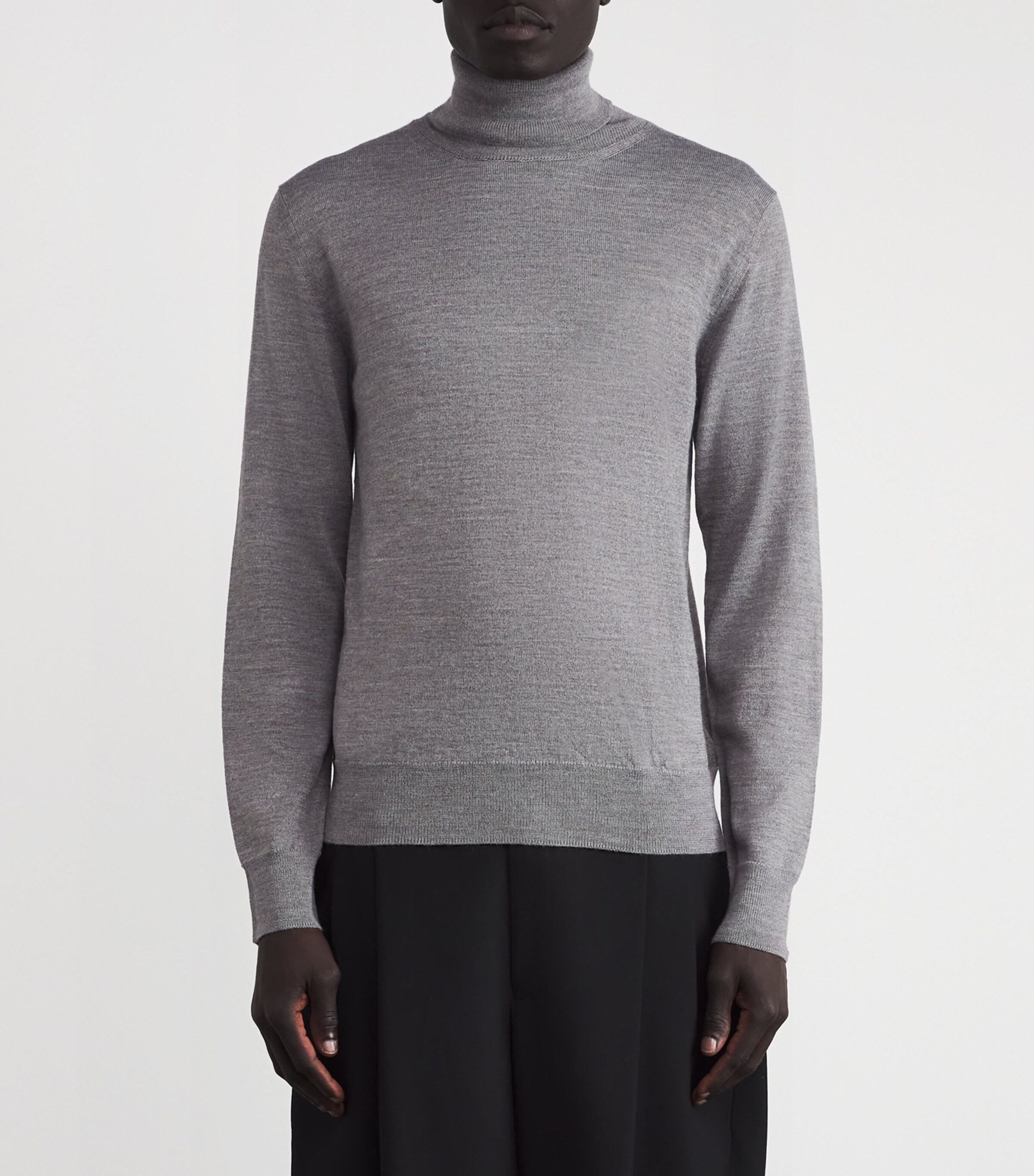 Virgin Wool-Blend Rollneck Sweater 816M - GREY MELANGE Image 3