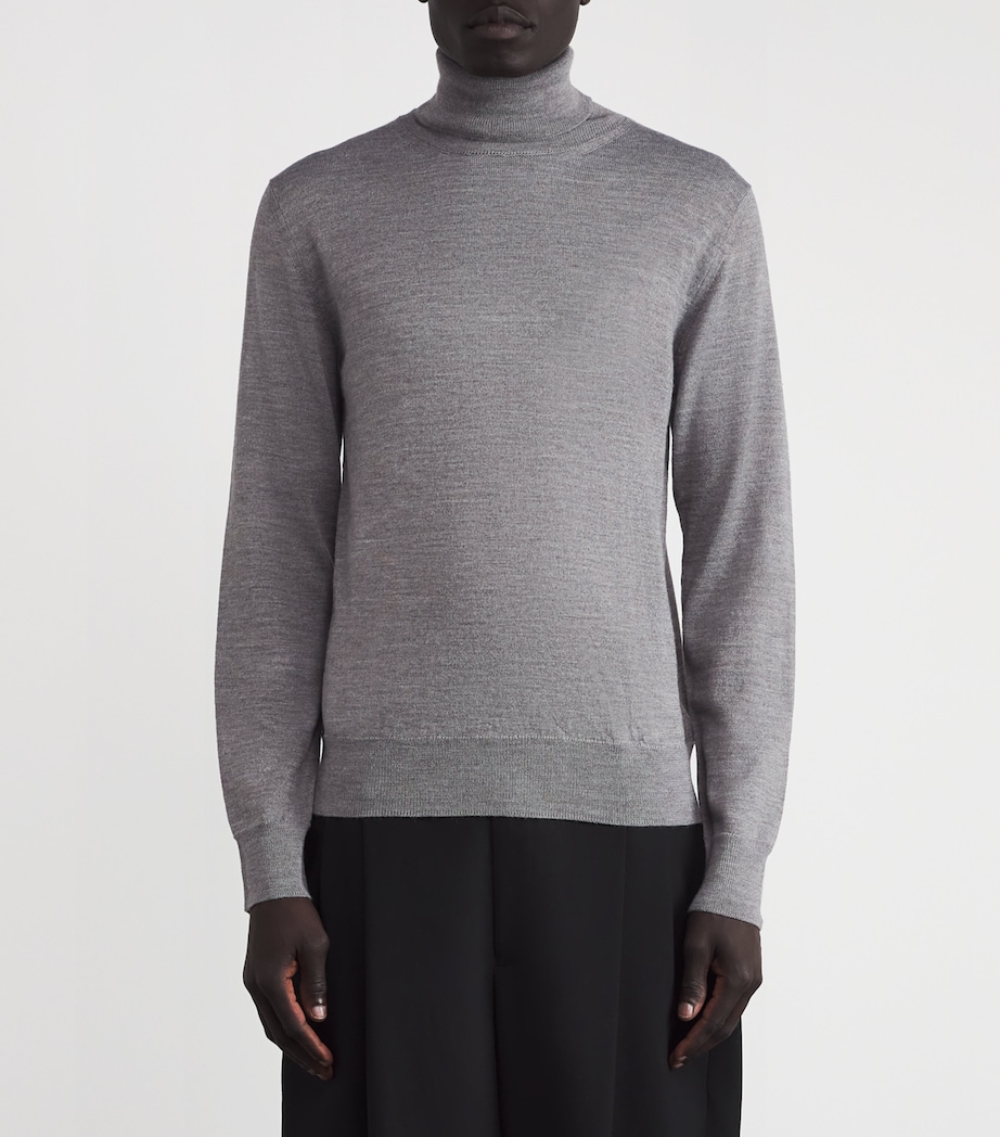 Virgin Wool-Blend Rollneck Sweater 816M - GREY MELANGE Image 3
