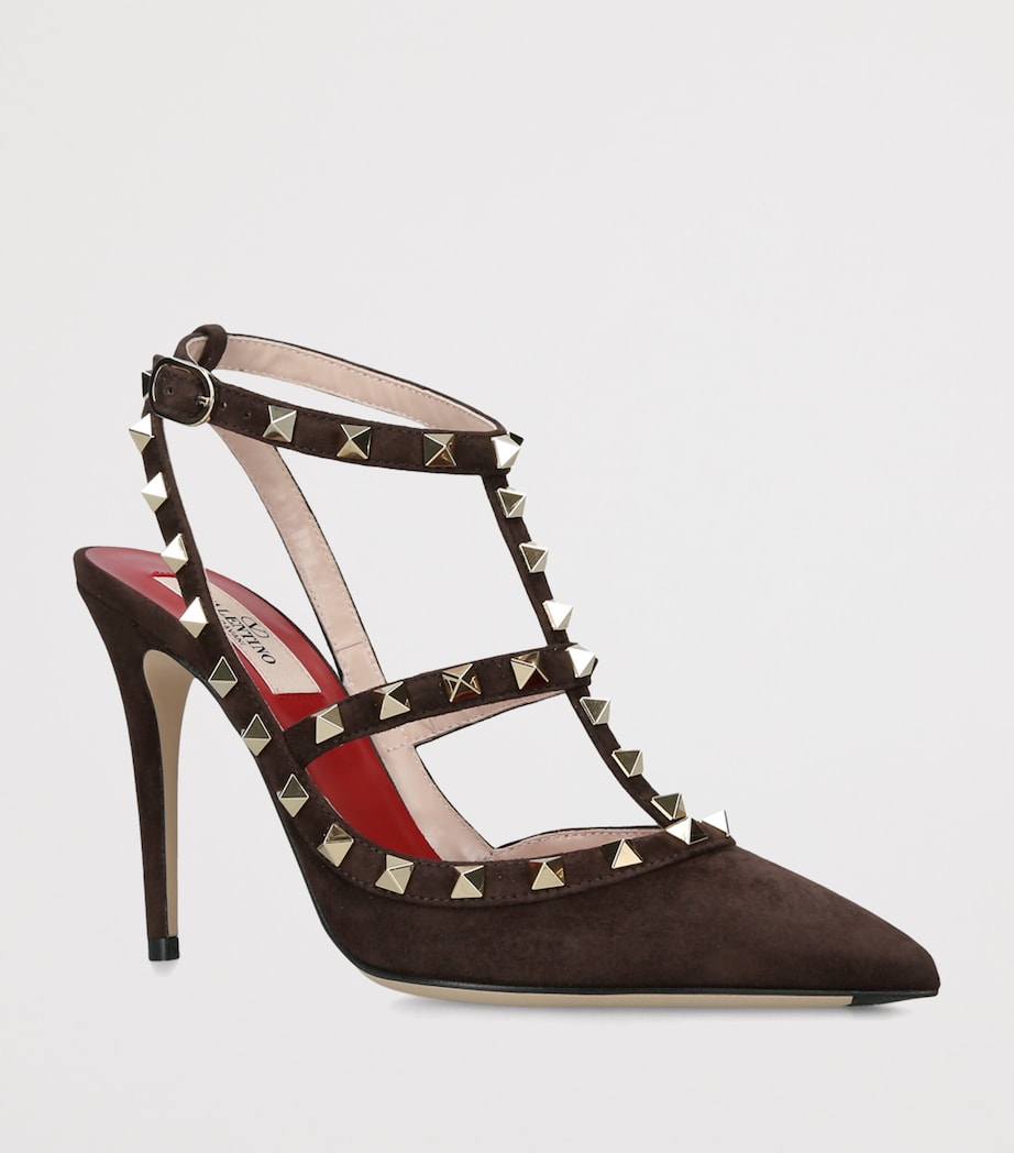 Valentino Garavani Suede Rockstud Pumps 100 Dark Brown Image 2