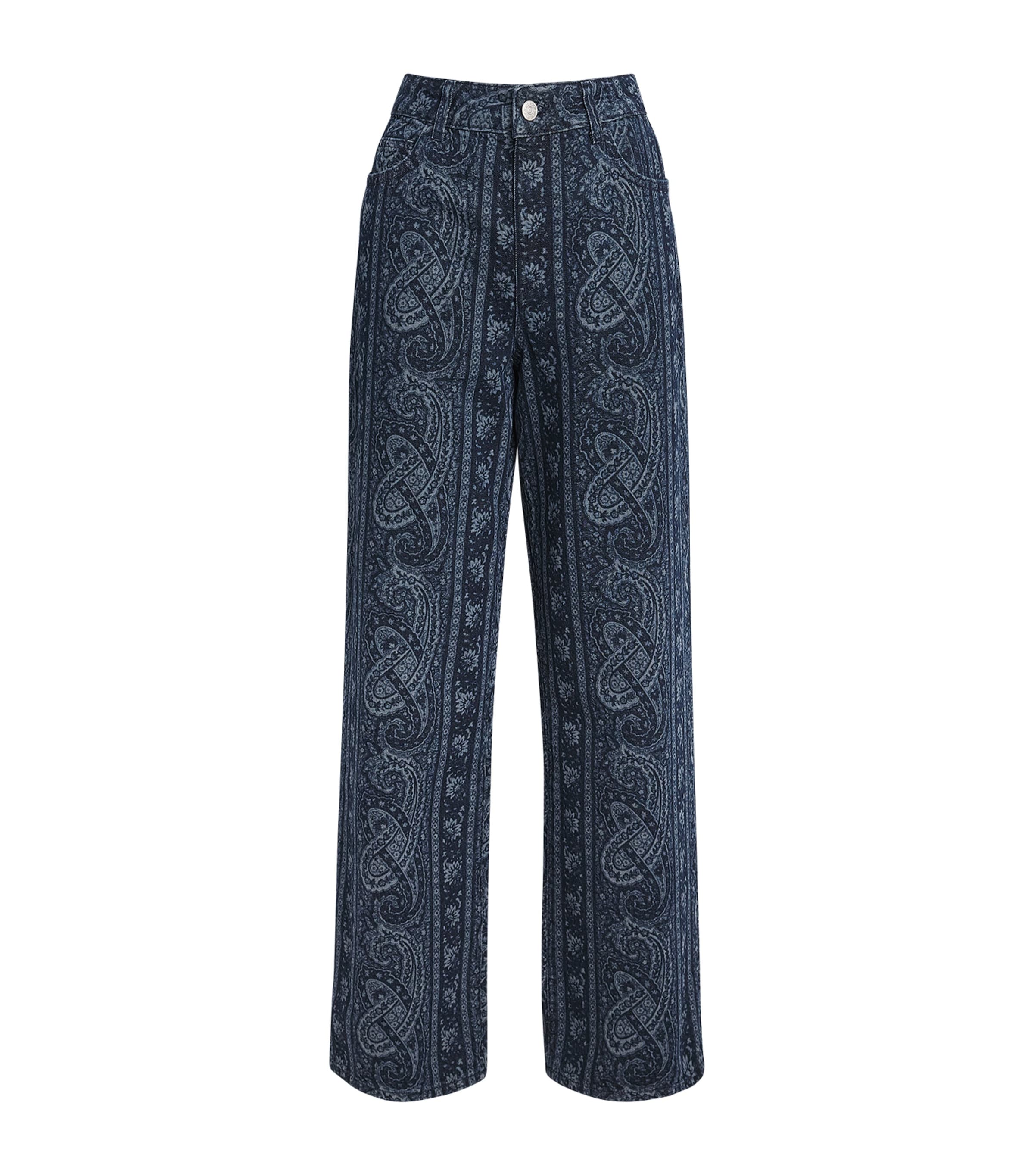 Claudie Pierlot Womens Paisley Straight Jeans Navy Print Image 1