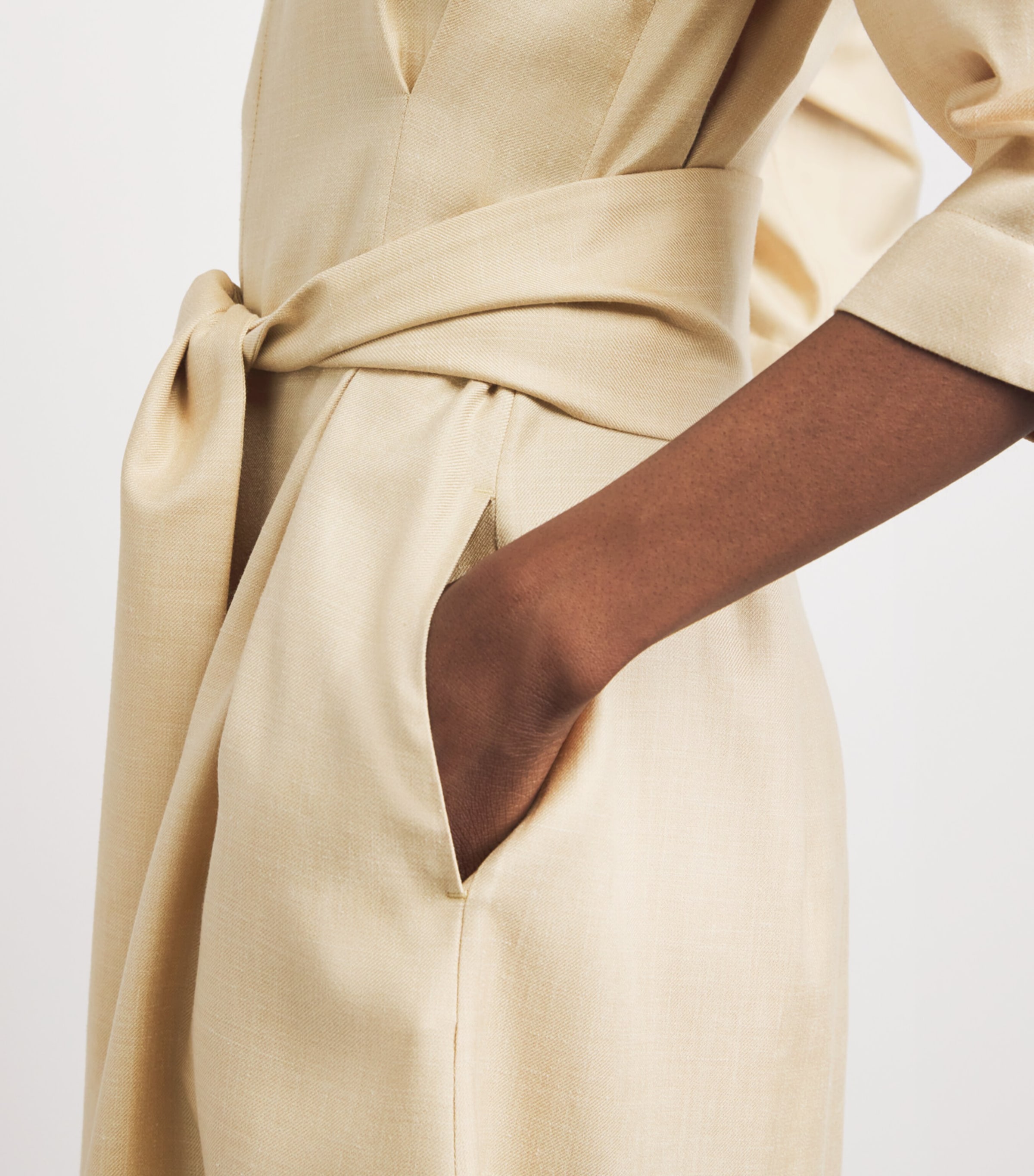 Colombo Womens Cashmere-Silk-Linen Midi Dress Yellow Image 3