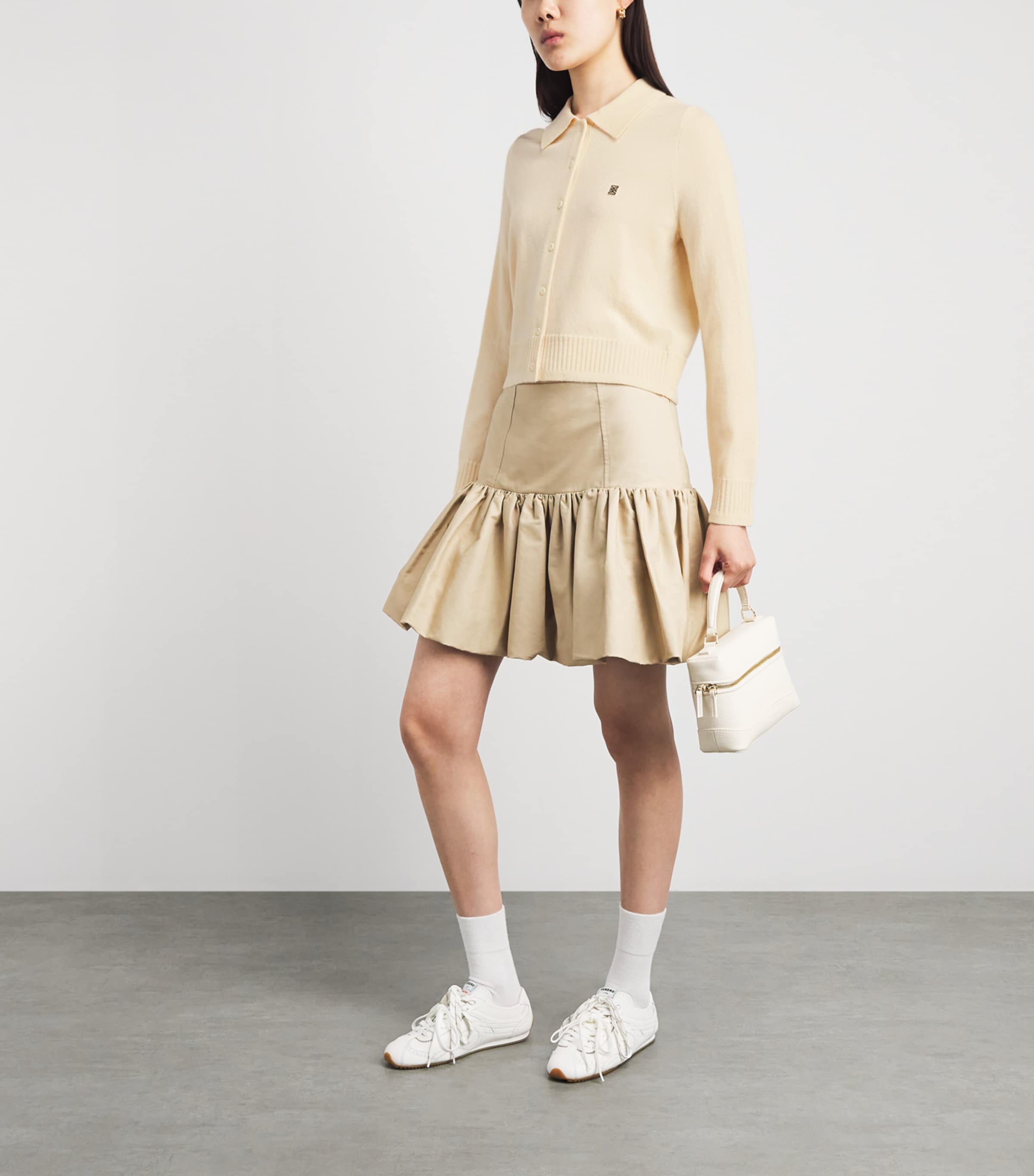Sandro Paris Womens Wool-Cashmere Polo Cardigan Vanilla Image 2