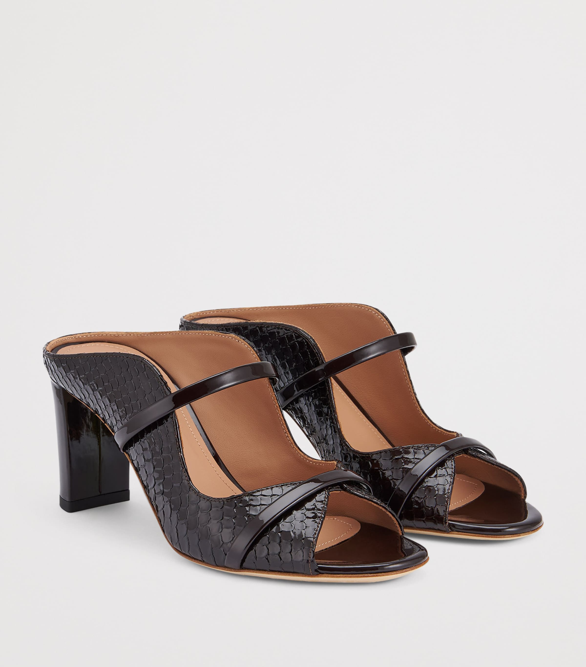 Malone Souliers Patent Leather Norah Heeled Sandals 70 Dark Brown Image 3