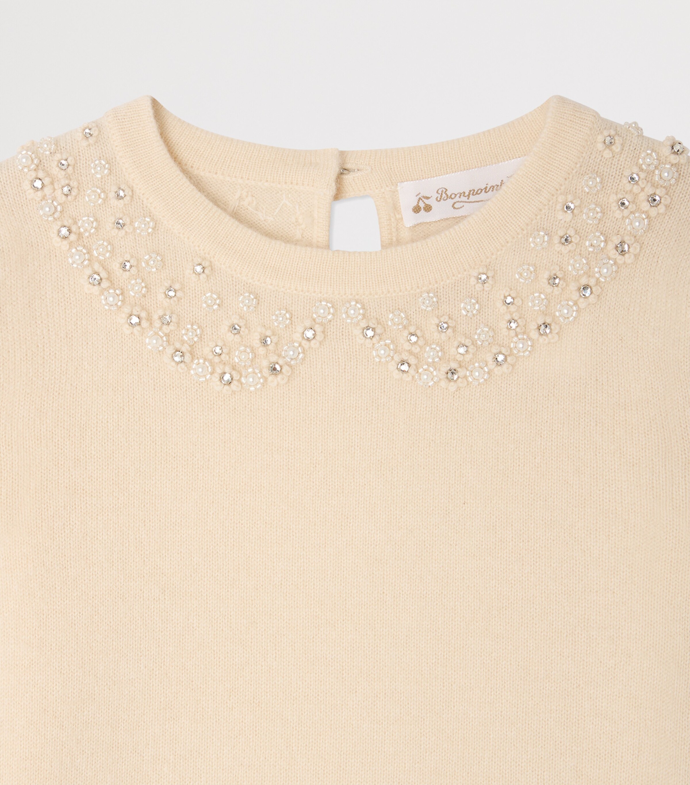 Bonpoint Cashmere Embellished Sweater (4-8 Years) Ecru Image 3