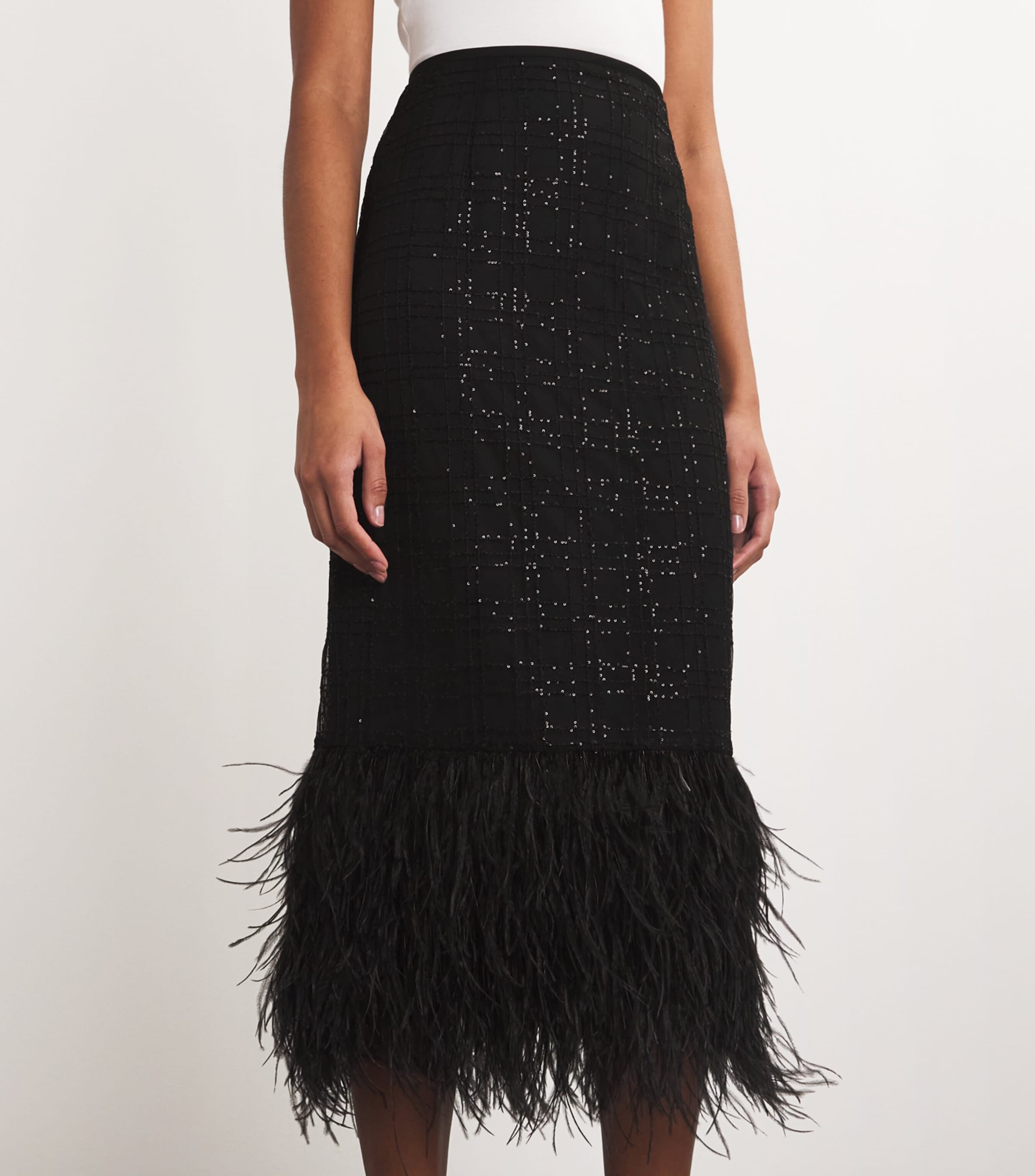 Sequinned Charisse Midi Skirt BLACK Image 6